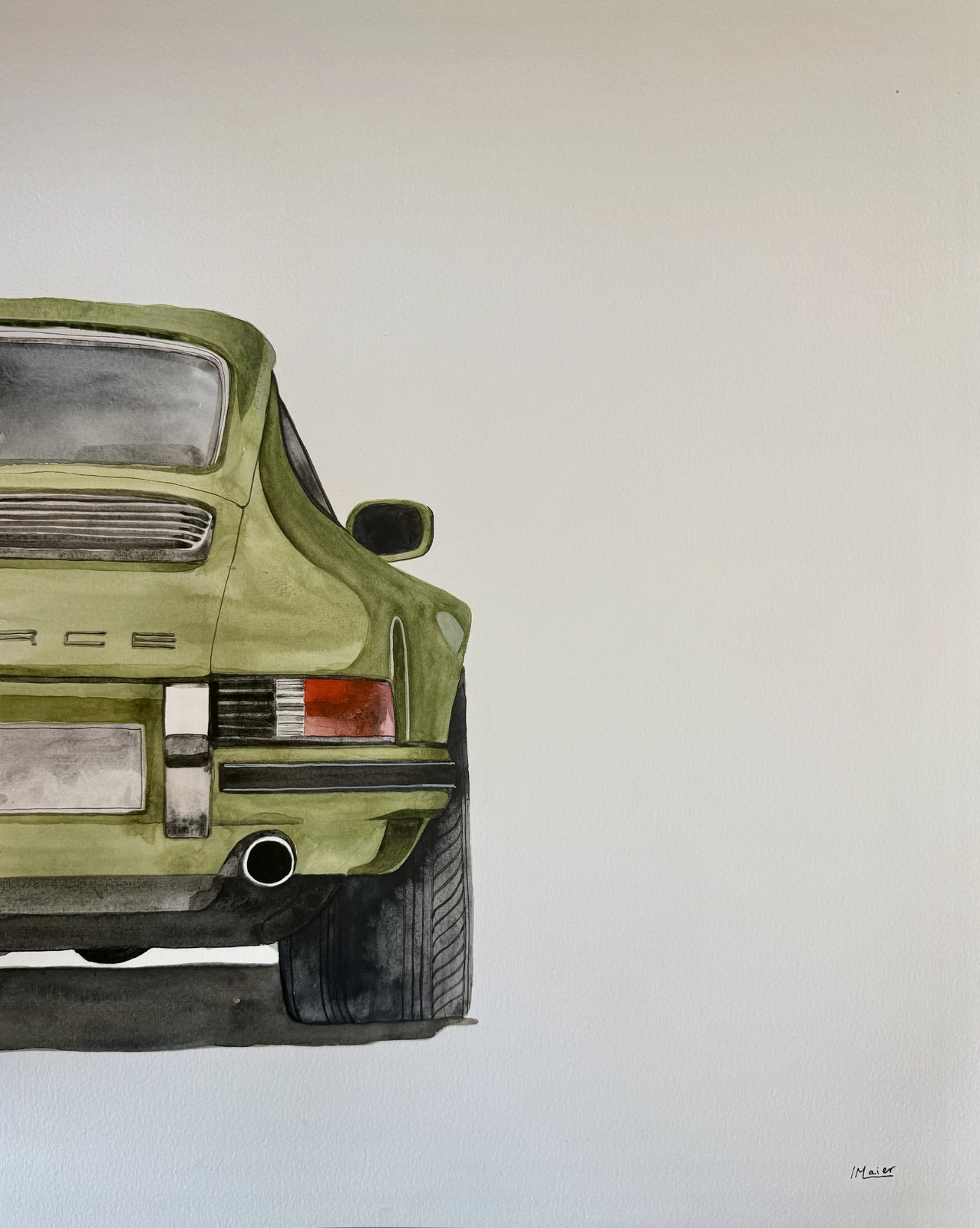 Akvarell Porschen av Ida Maier