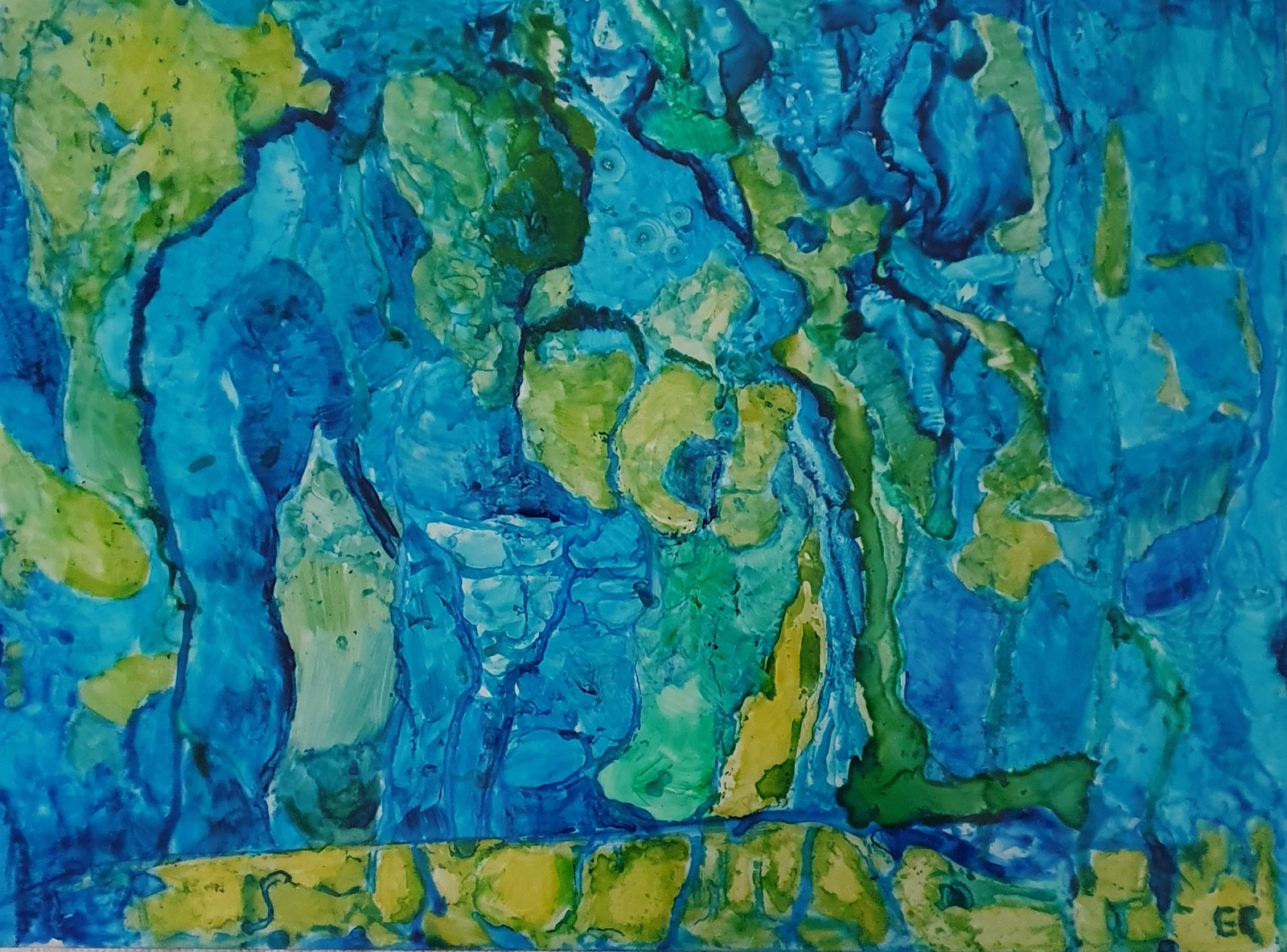 Akrylmålning Blue glass av Ewa Rönnberg