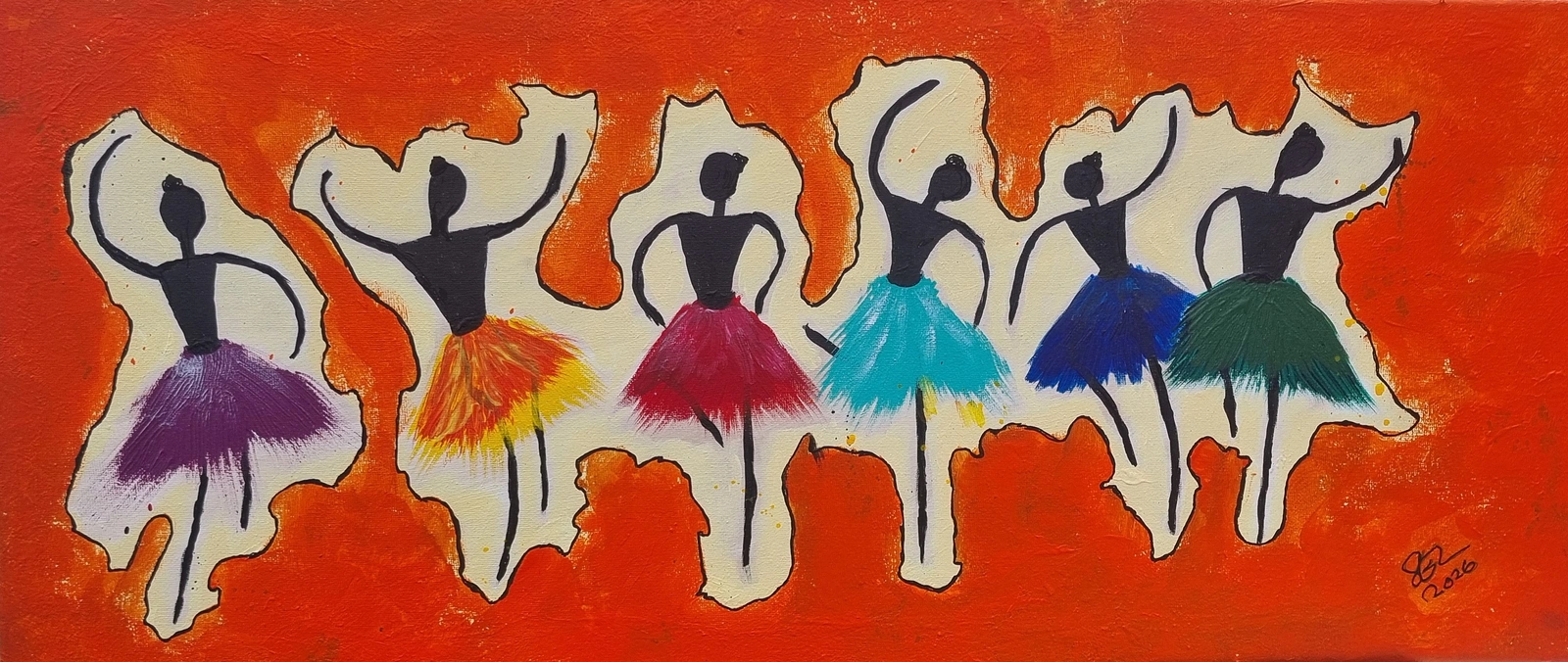 Akrylmålning Ballerina av Susann Edvinsson-Larsson