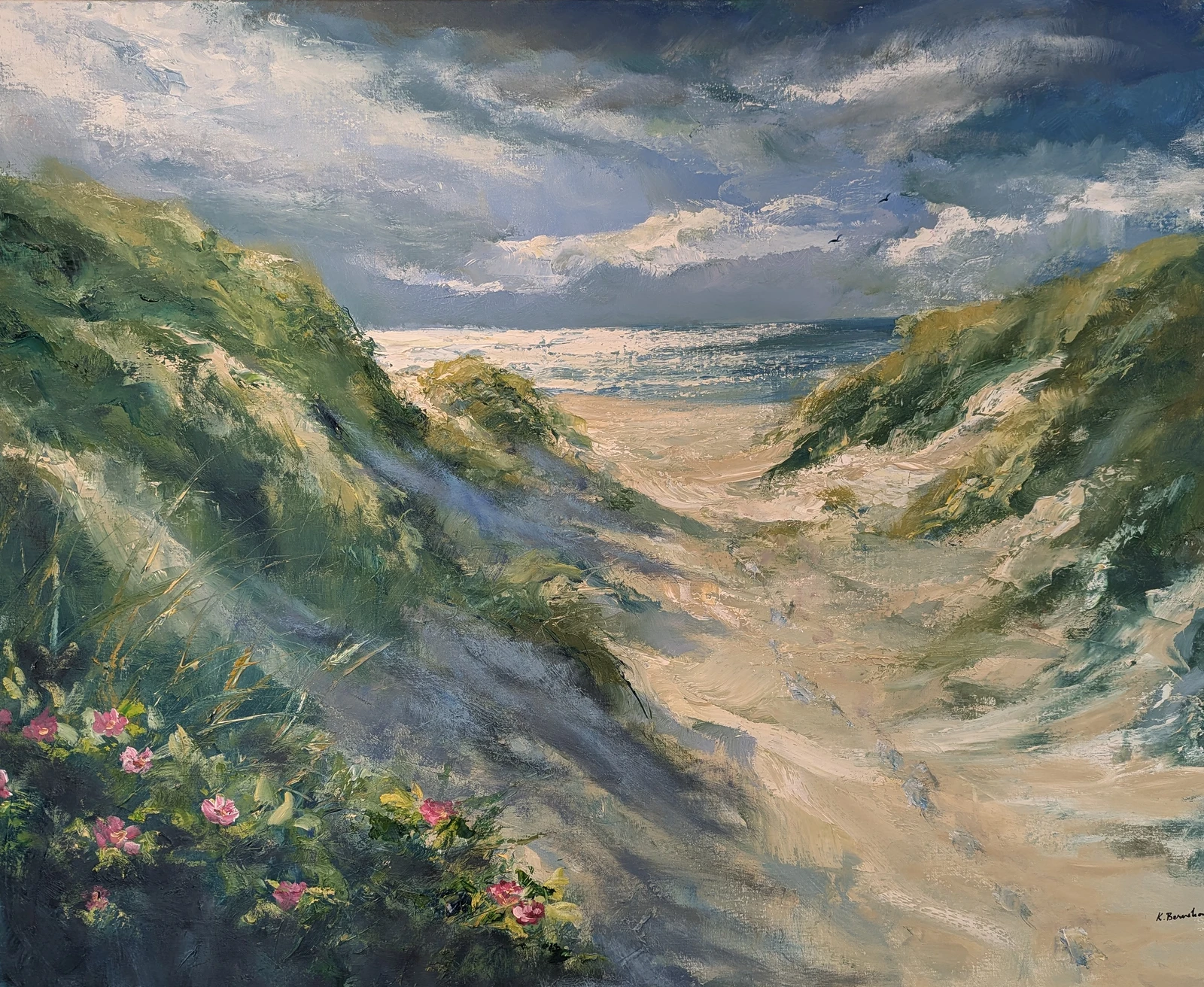 Oljemålning Strandmagi av Kathrin Bernekorn