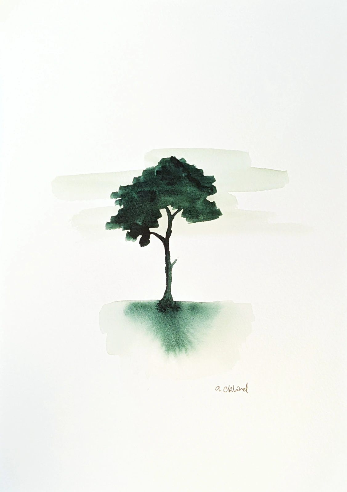 Akvarell Green Tree av Annika Eklind