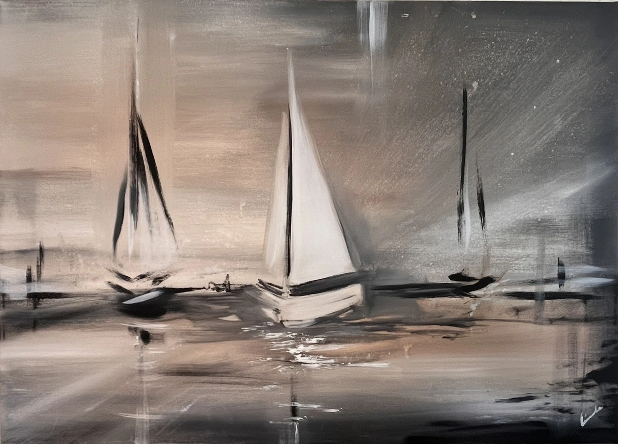 Akrylmålning Set Sail av Linda Lundin