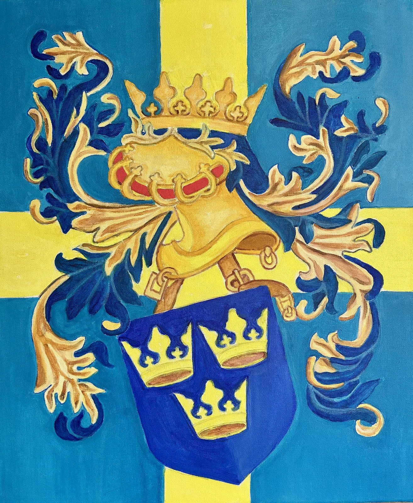 Akrylmålning Tre Kronor av Kim Palonto