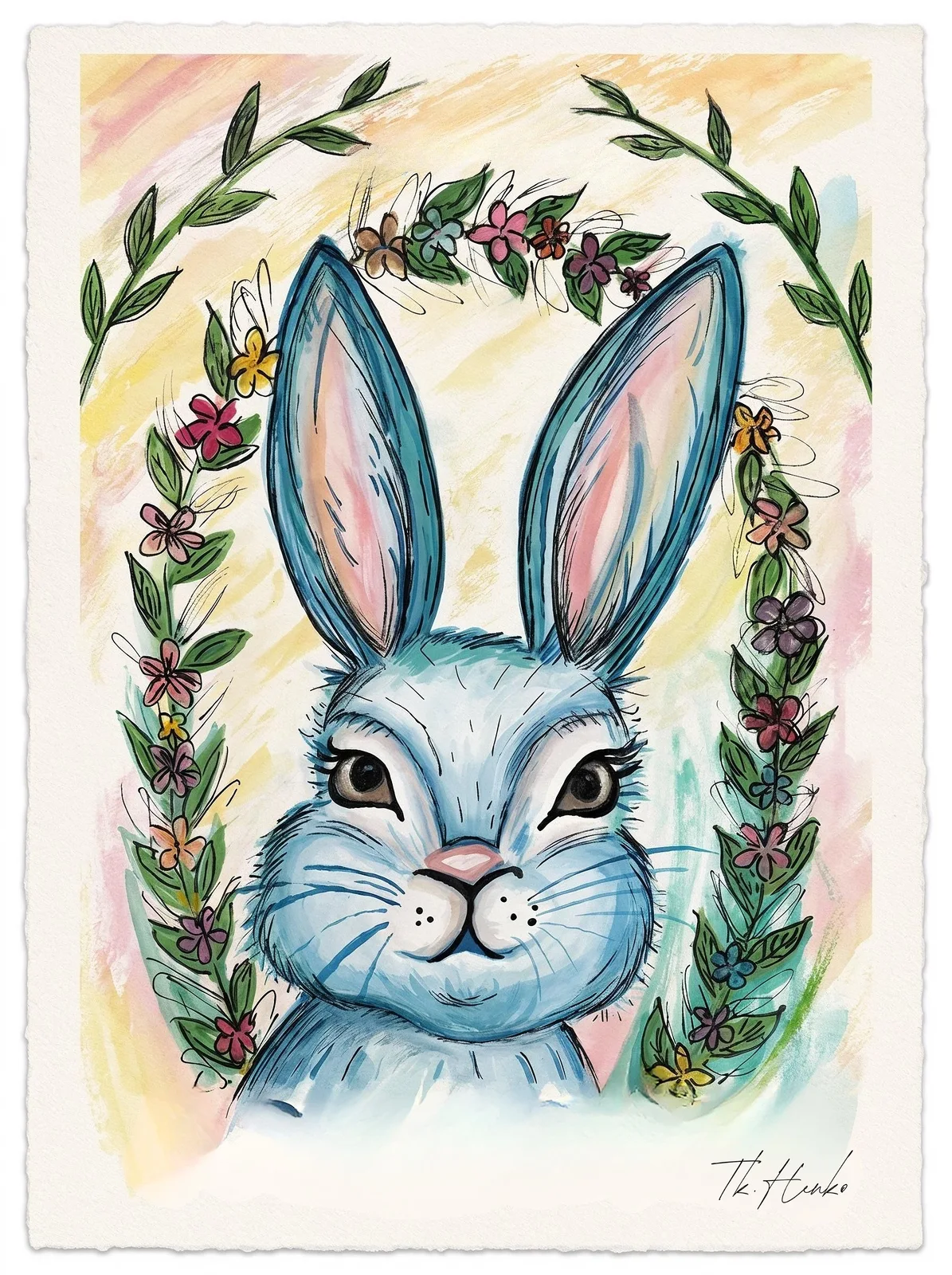 Akvarell Blommande tillväxt av TK. Henko