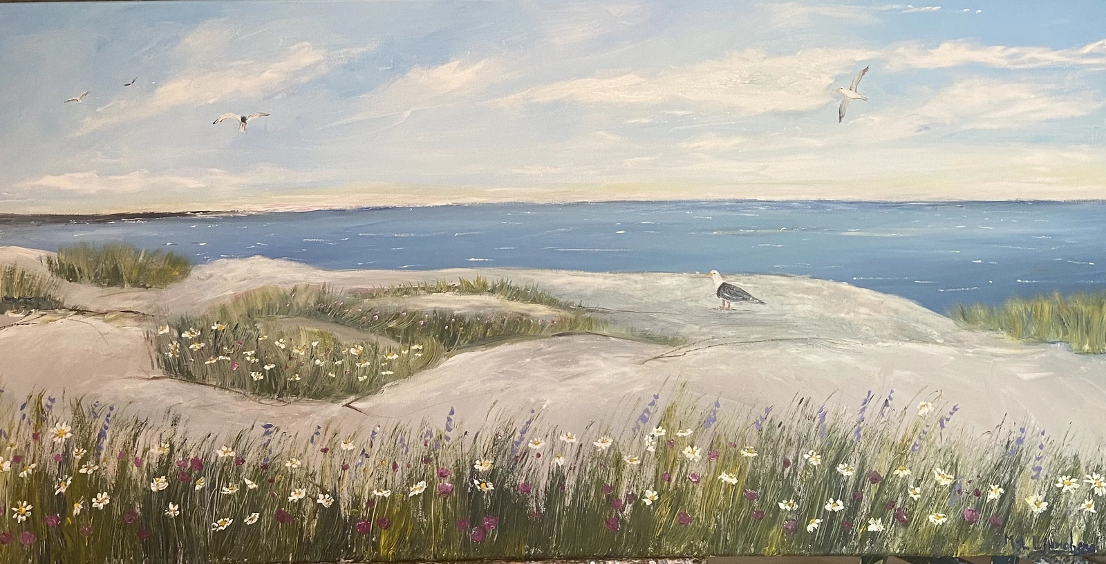 Akrylmålning Blomstersymfoni vid havet av Marie-Louise Ljungberg