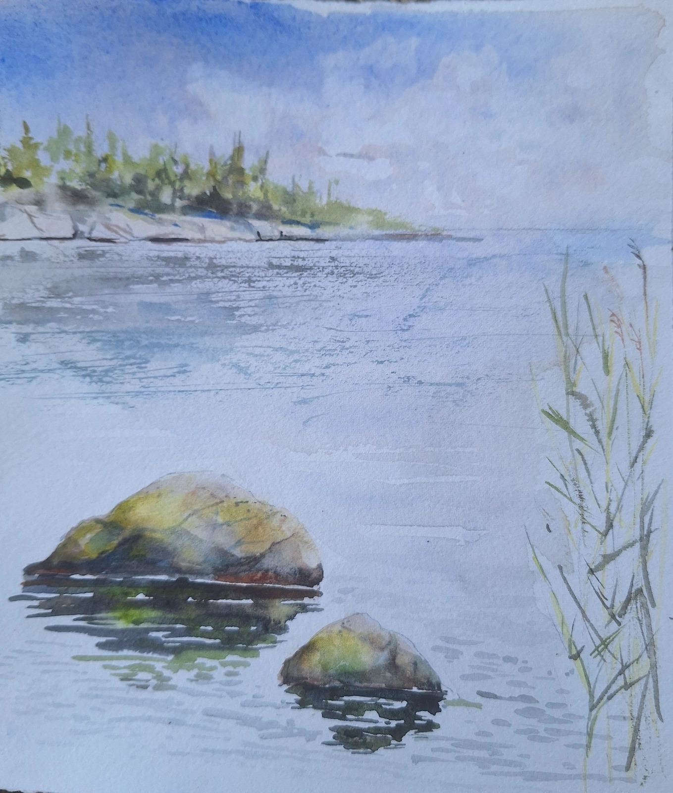 Akvarell Arholma av Petra Skogsberg