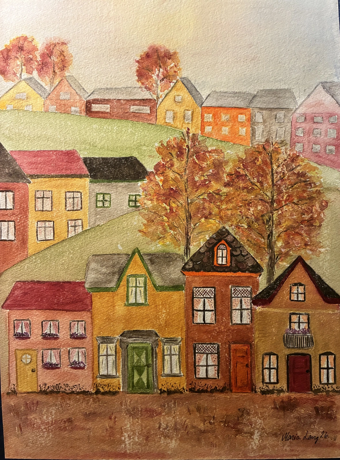 Akvarell Höst av Maria Lang