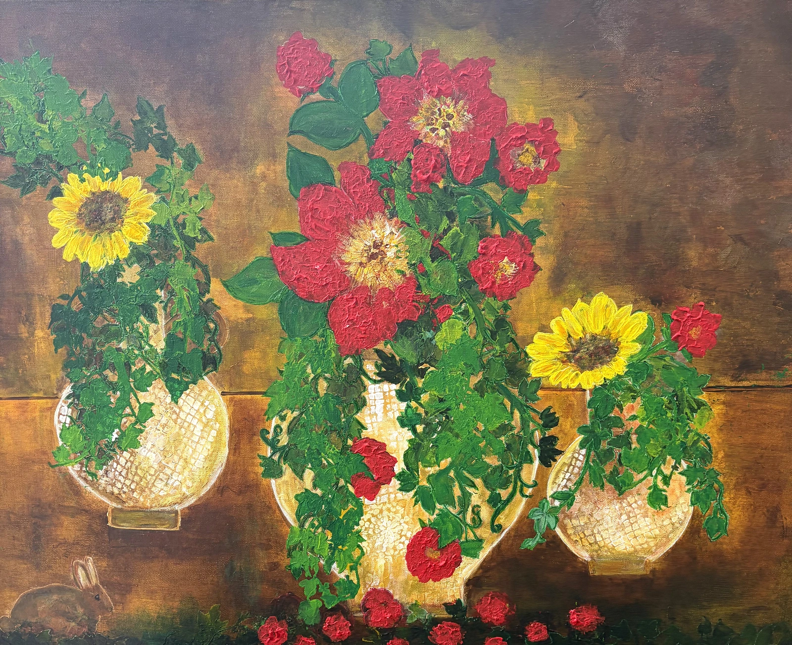 Akrylmålning Blomster av Marie Duclos