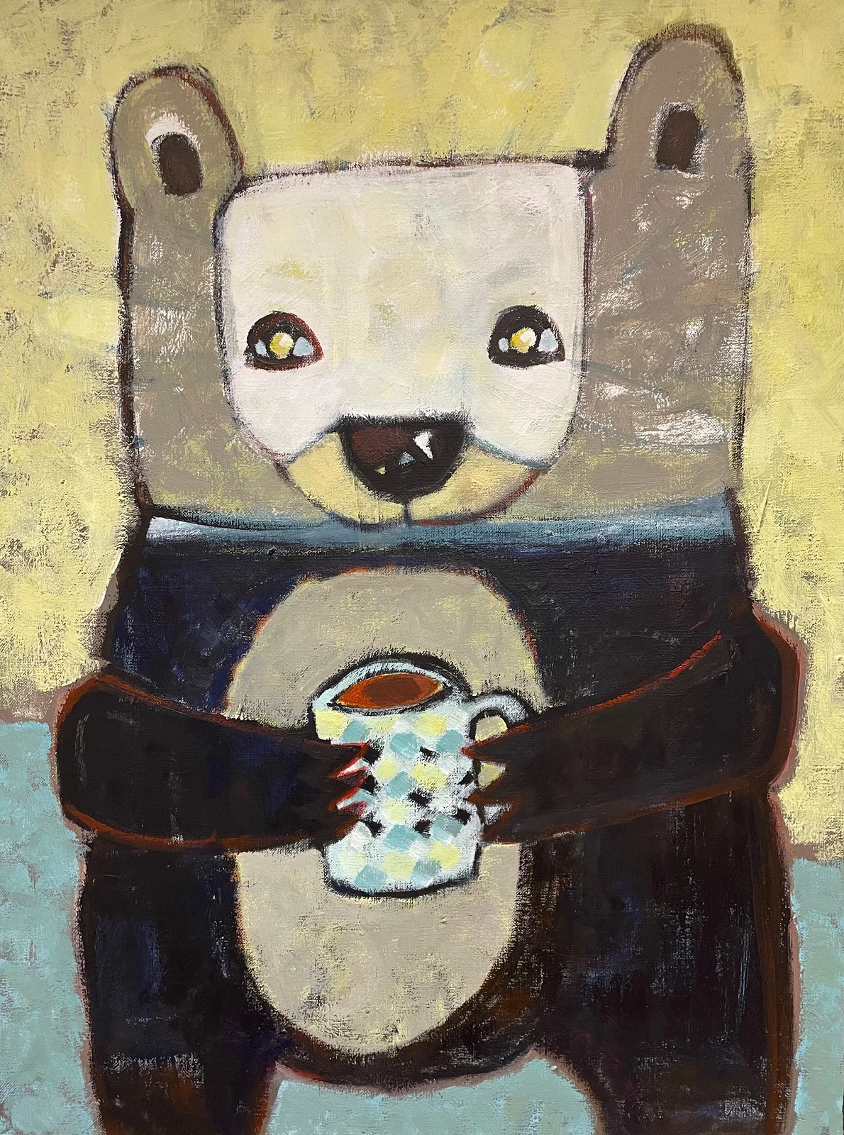 Akrylmålning Kaffestunden av Elisabet Linna Persson