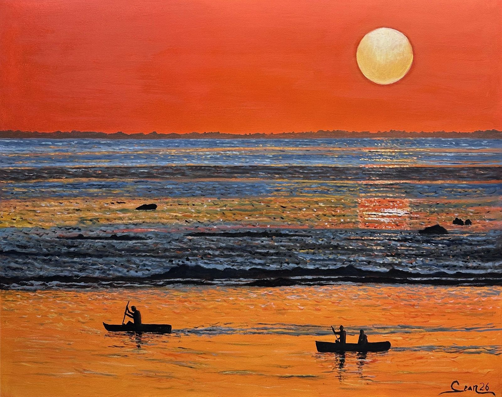 Oljemålning Red Horizon av Sean Aghili