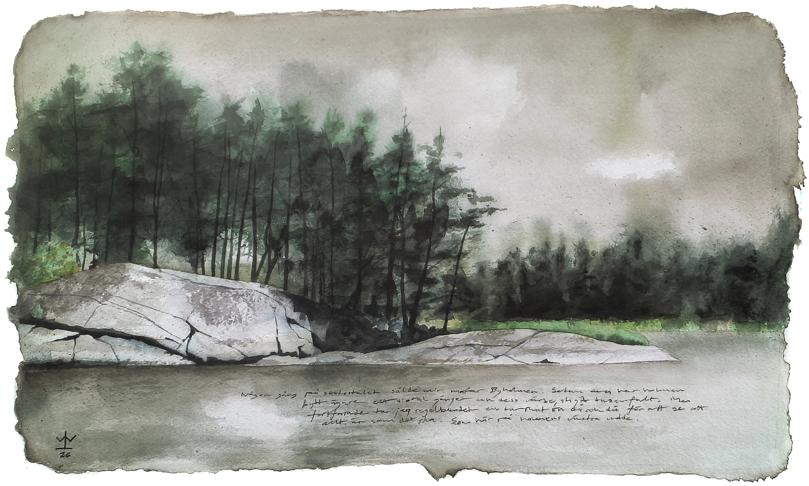 Akvarell Byholmsudde av Lennart Lusth Wijkander