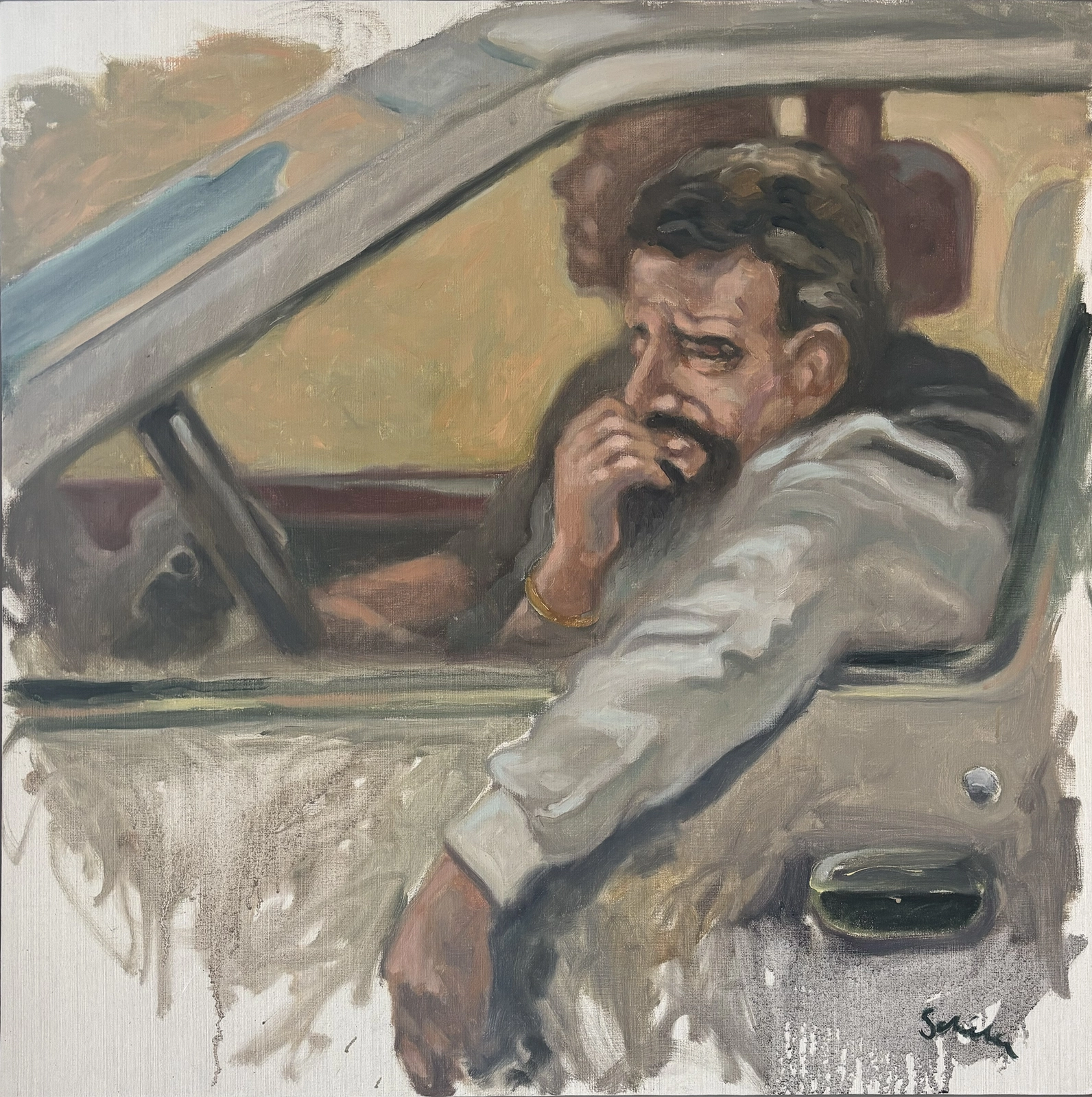 Oljemålning Taxi av Fredric Sehéler