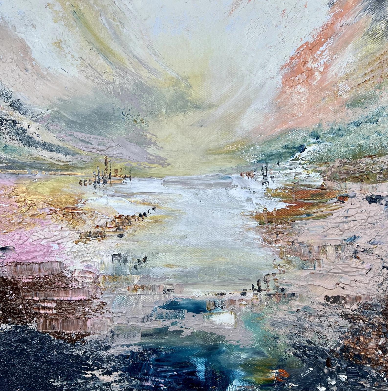 Akrylmålning THE SHORE AHEAD av Anne-lee Andersson