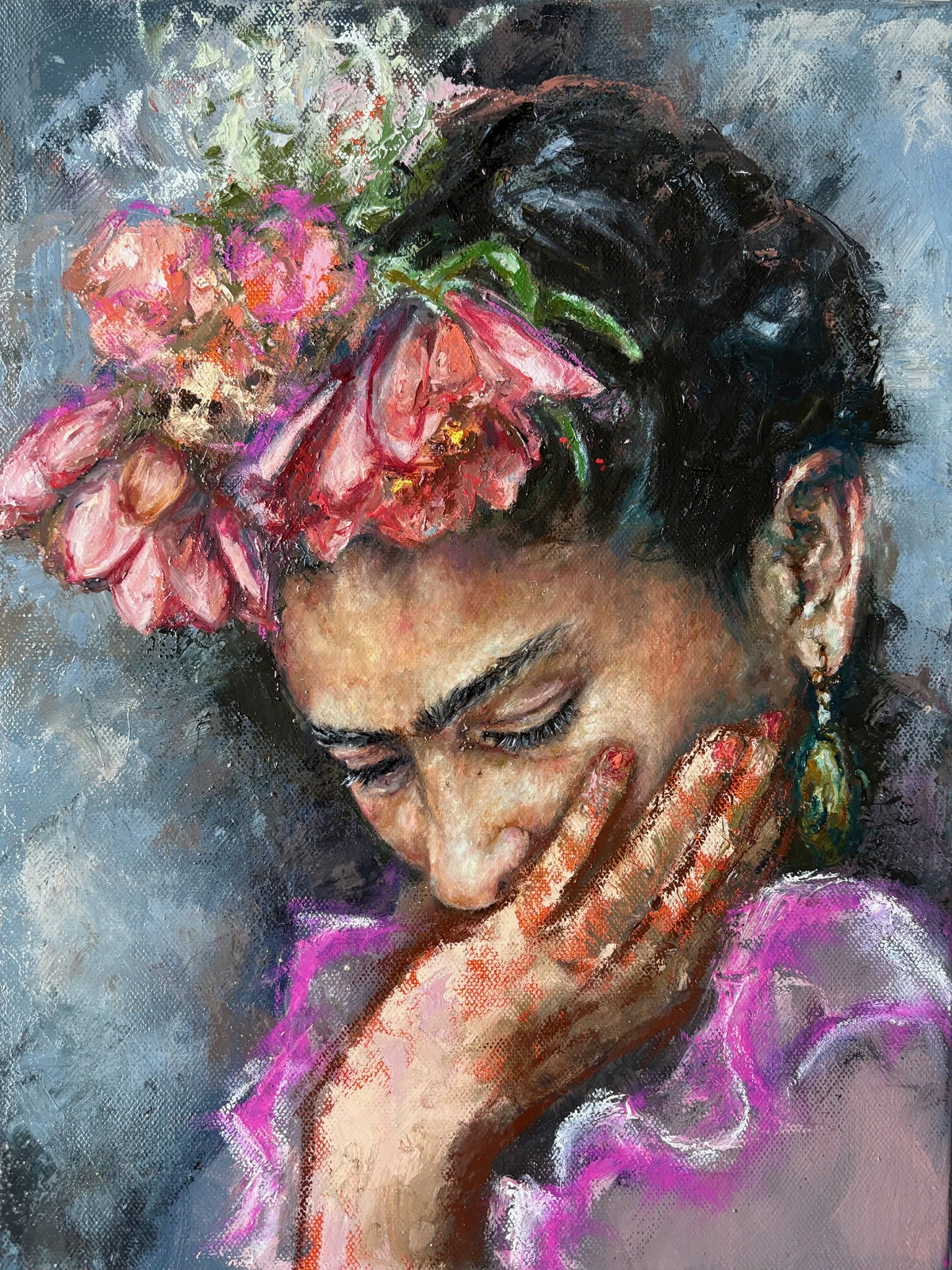 Oljemålning Melancholy Frida av Anastasiya Kostyuk
