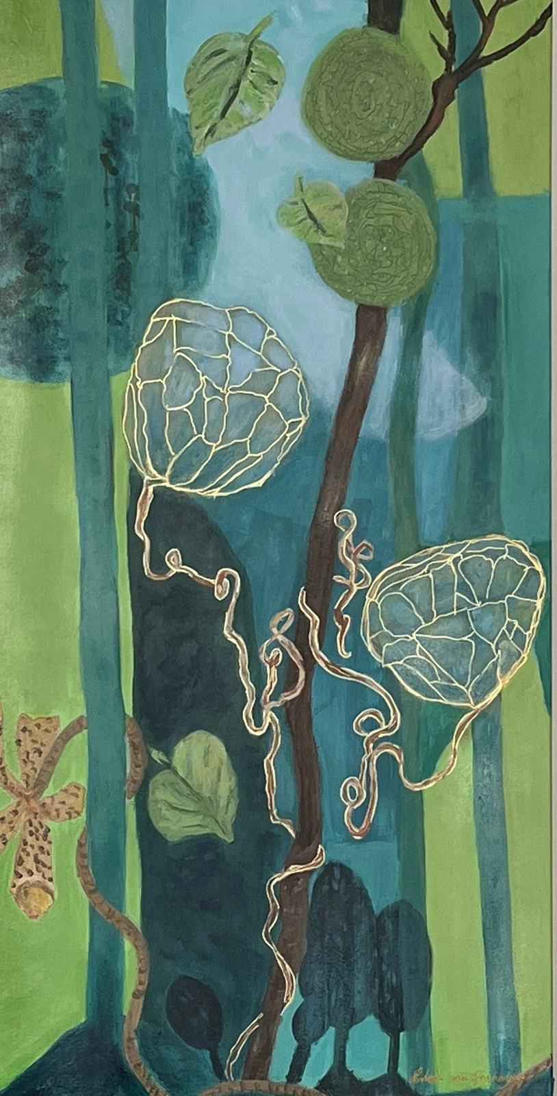 Akrylmålning Spiritual garden av Lisbeth van Ginhoven