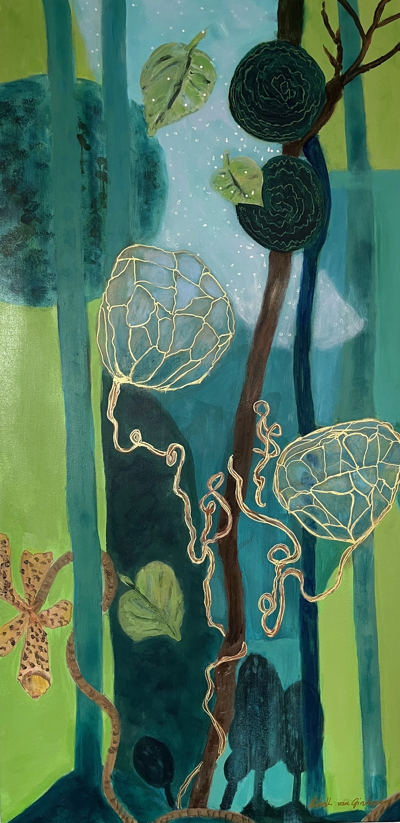 Akrylmålning Spiritual garden av Lisbeth van Ginhoven