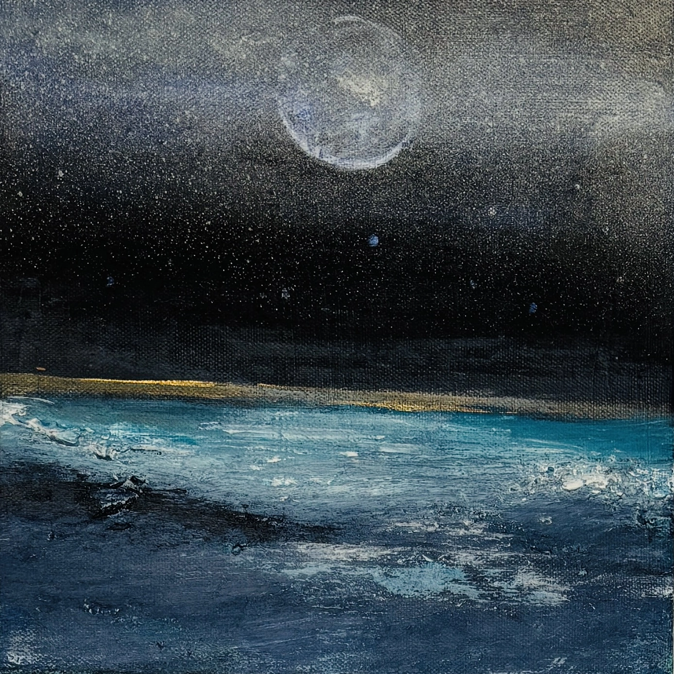 Akrylmålning Lunar tide x3 canvases av Donna Lee Johansson