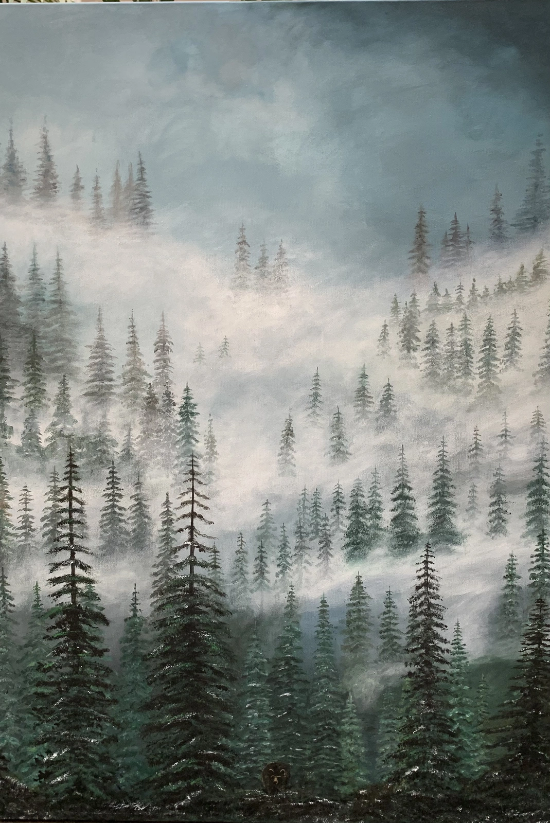 Akrylmålning Björnen i skogen av Jenny Nilsson