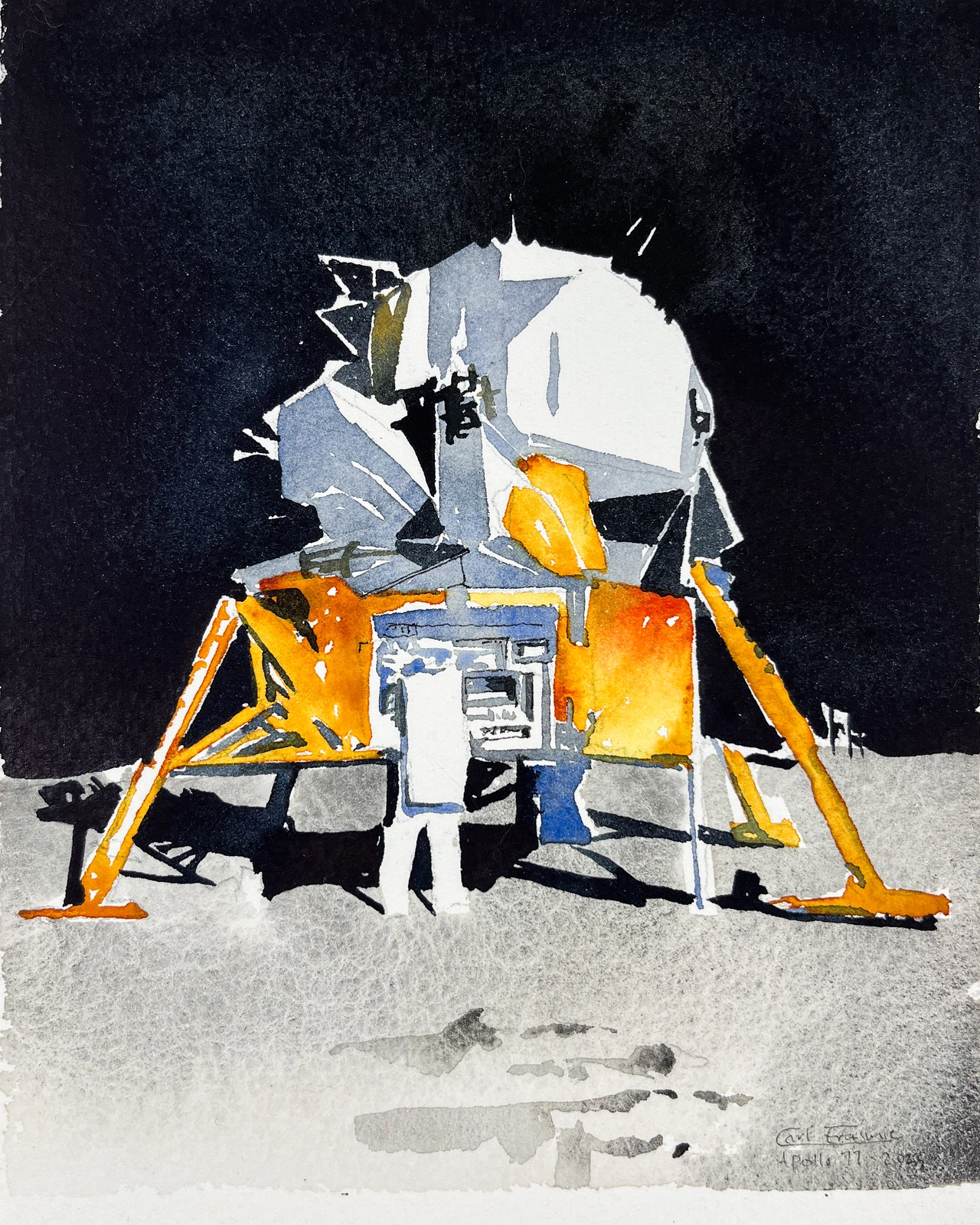 Akvarell Apollo 11 Mark VII av Carl Erasmie