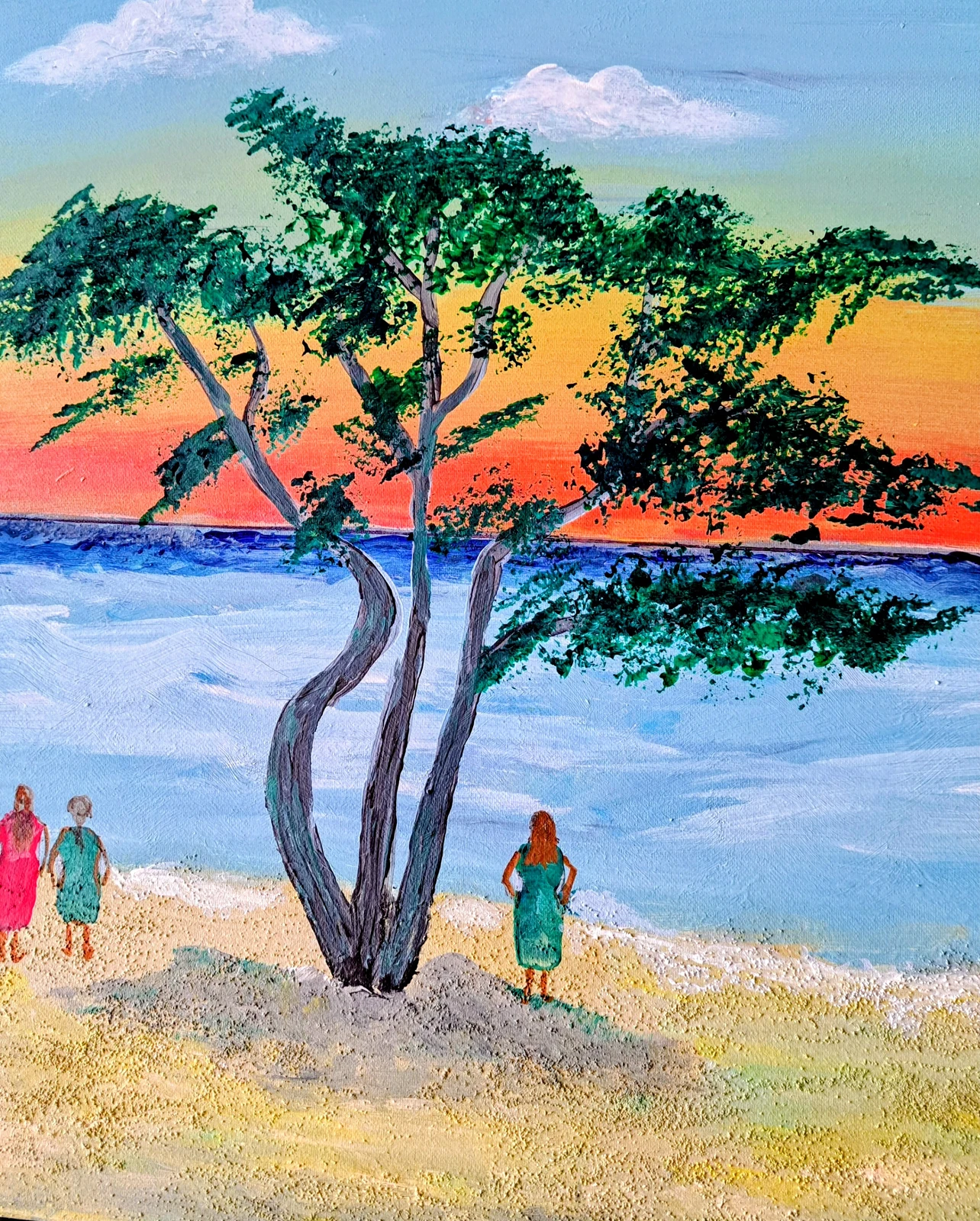Akrylmålning En dag vid stranden av Ing-Gun Persson