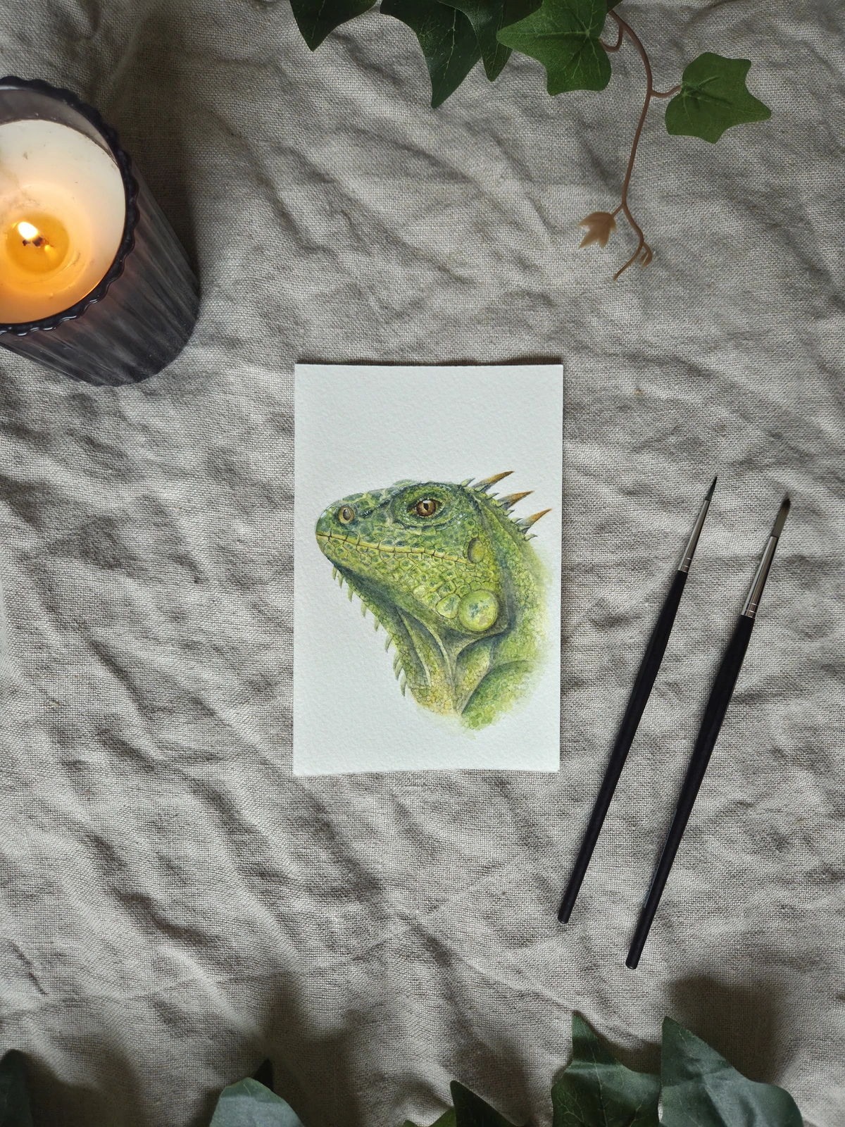 Akvarell Leguan av Kajsa Olson - Art By Kajjan