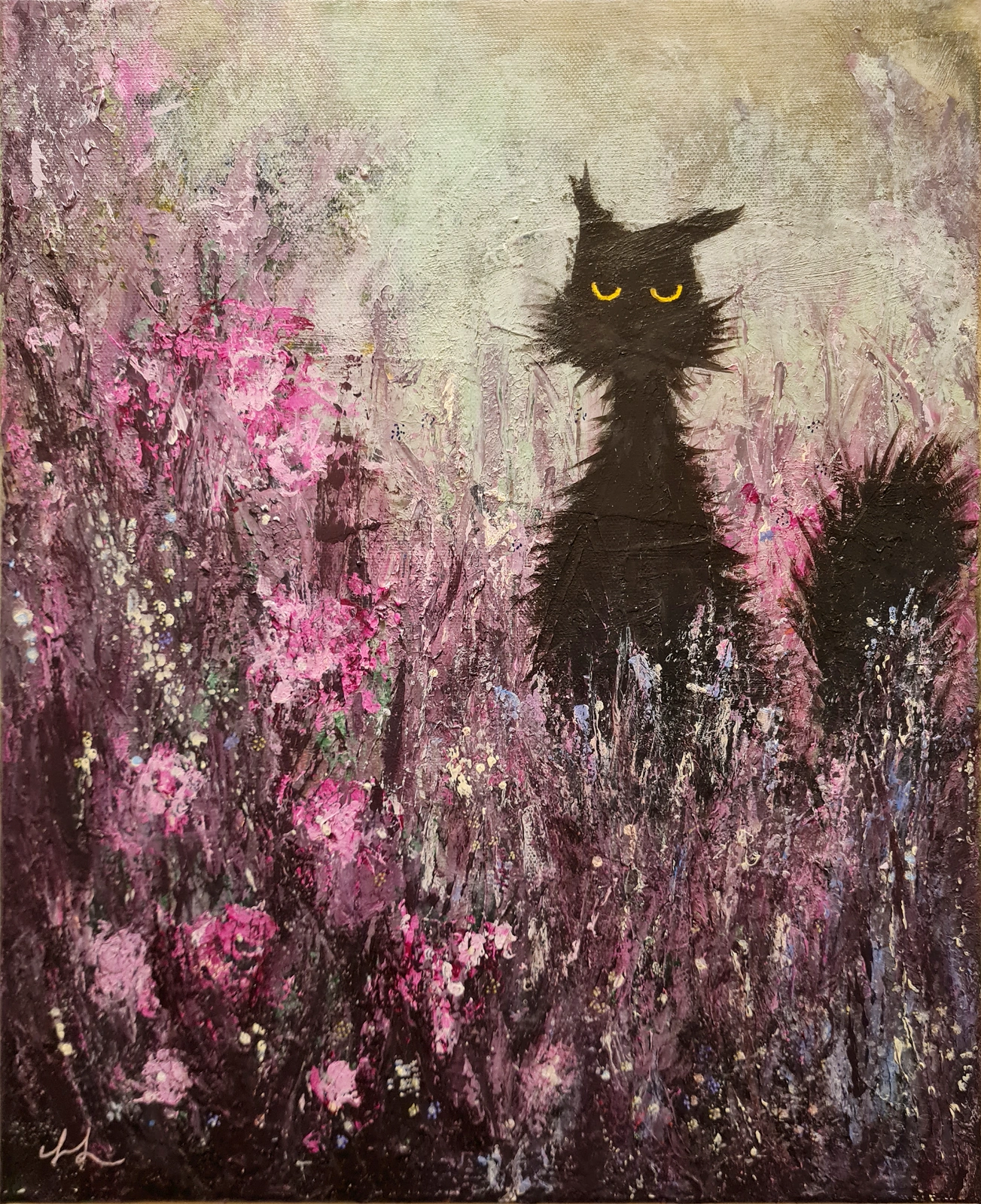 Akrylmålning Mr Whiskers av Isabelle Larsson
