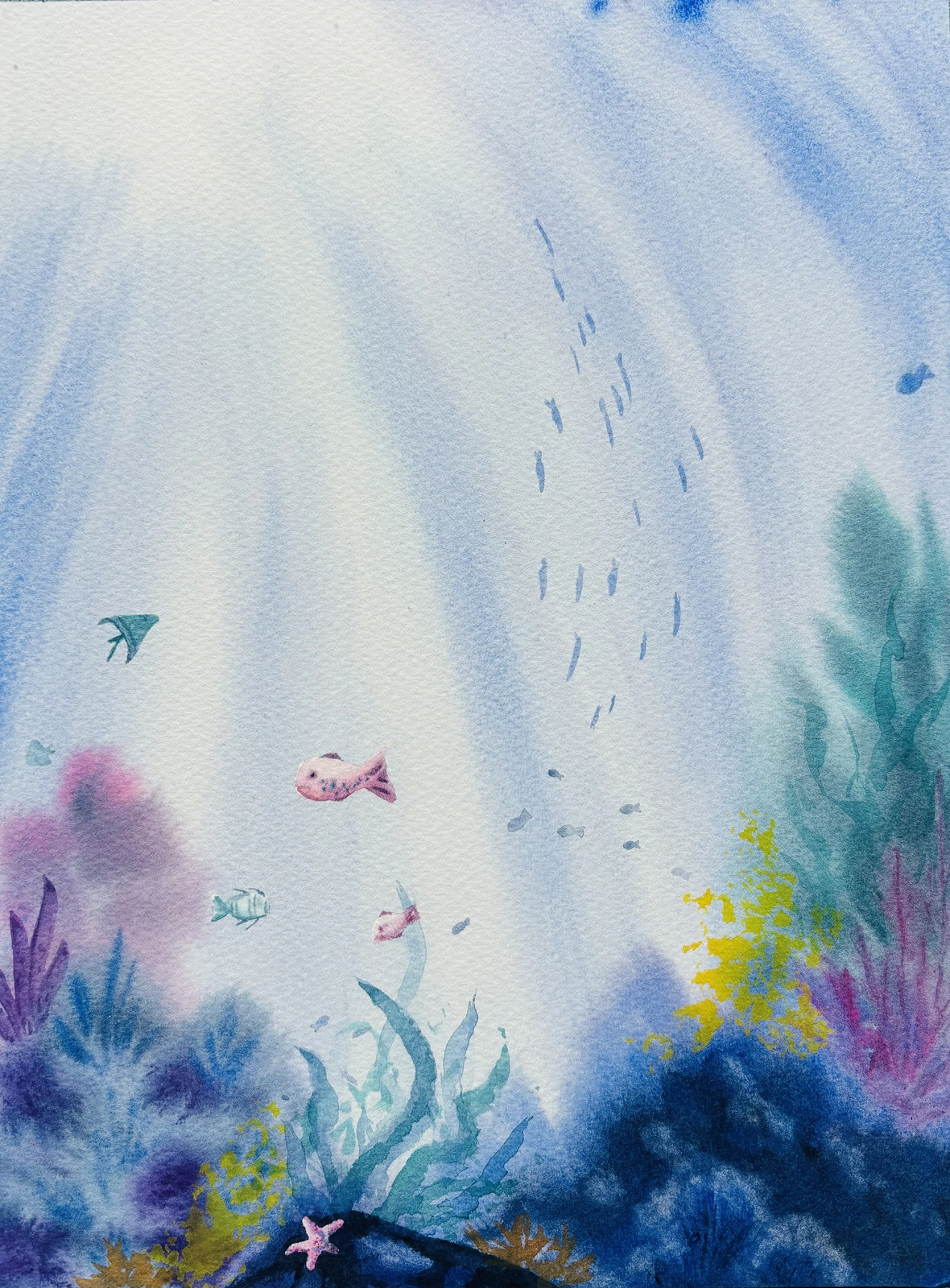 Akvarell Under the sea av Carmen Gogan Akvarellkonstnär