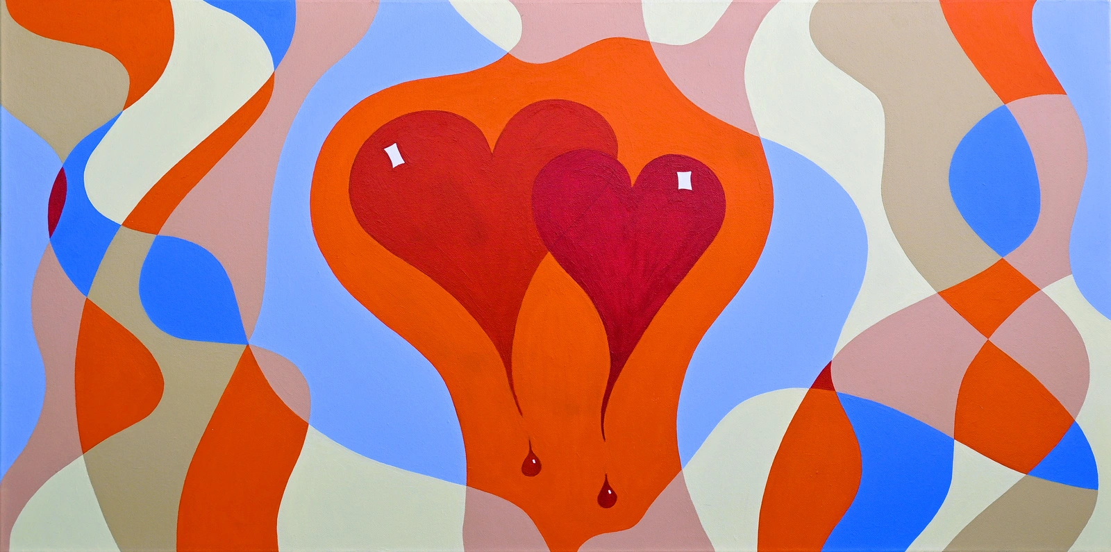 Akrylmålning Two Hearts av Tommy Vähä-Rainio