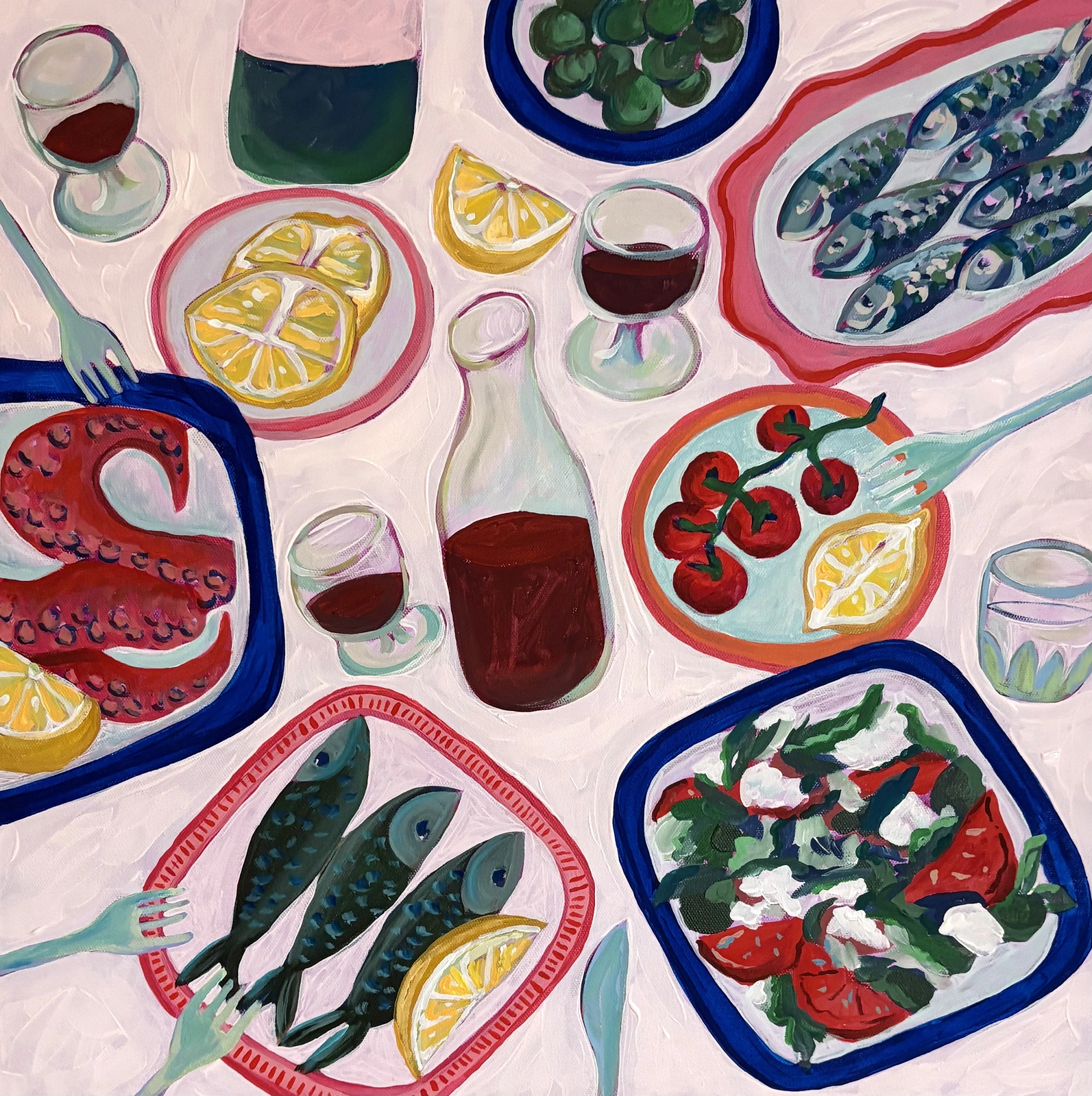 Akrylmålning Greek summer av Astrid Lind