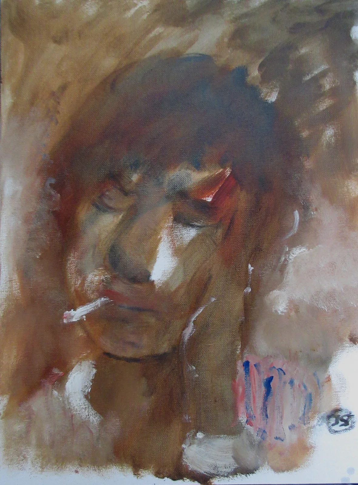 Oljemålning Smoke gets in your eyes av Jan Söderman