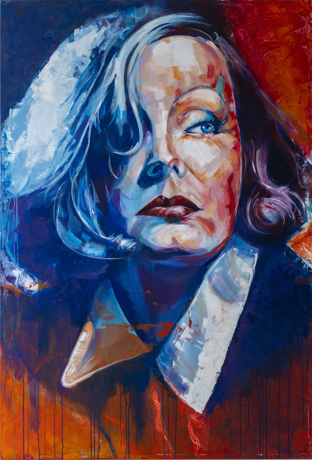 Akrylmålning Greta Garbo av Maher Aziz