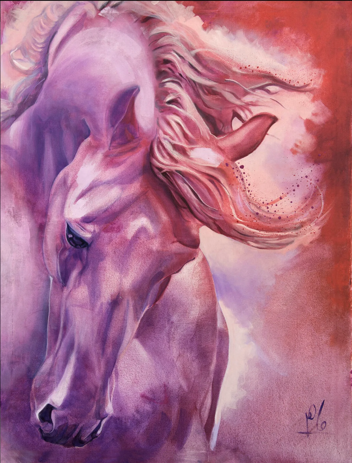 Akrylmålning Horse_3 av Maher Aziz