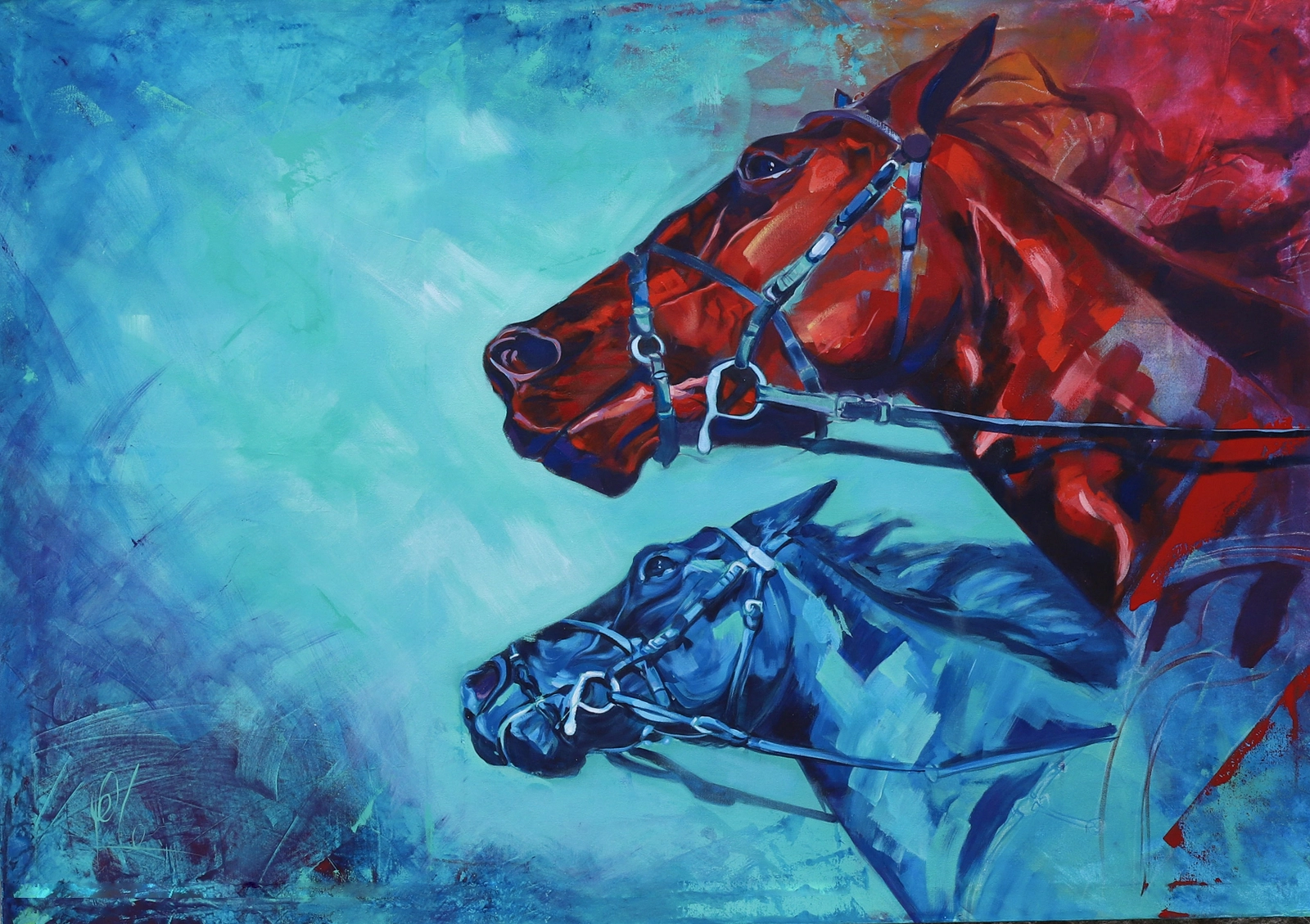 Akrylmålning Horse series_4 av Maher Aziz