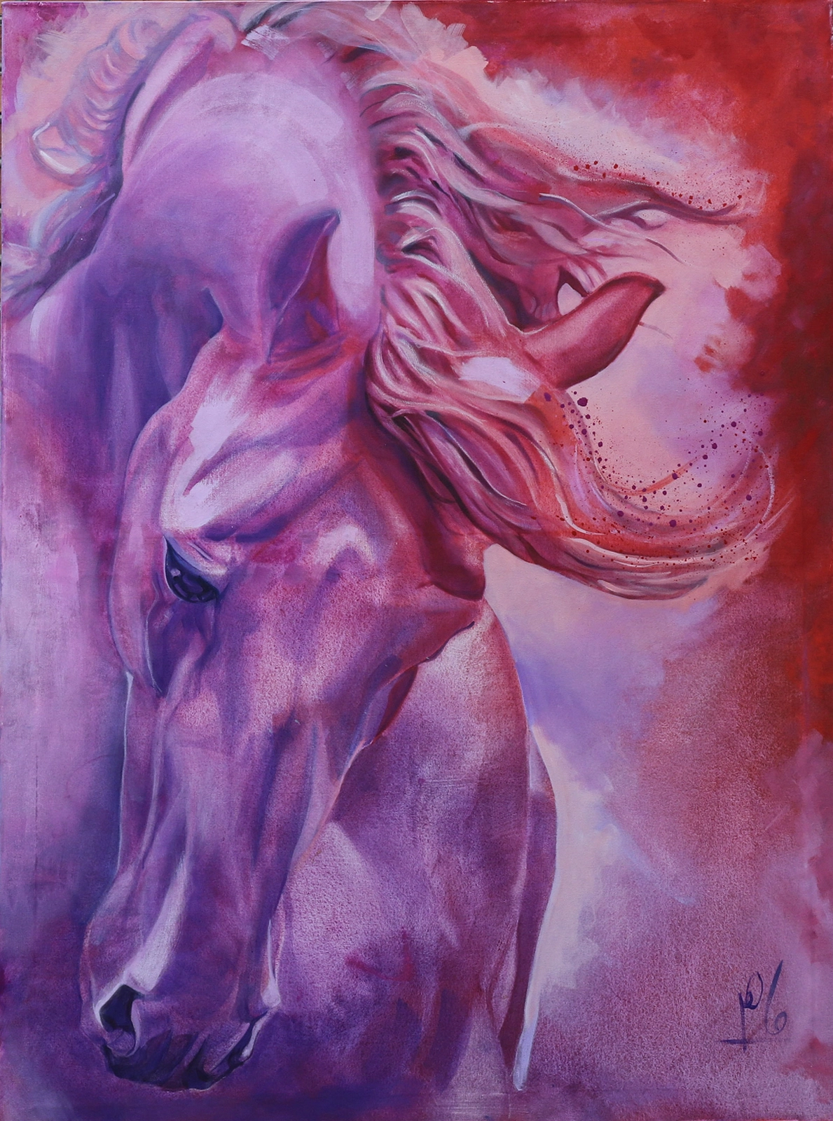Akrylmålning Horse series_5 av Maher Aziz