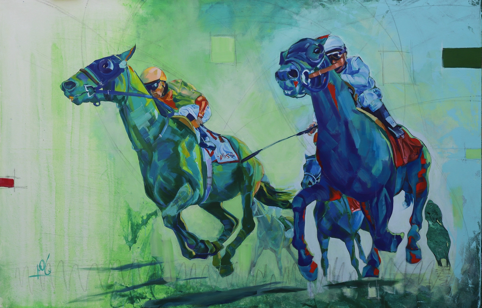 Akrylmålning Horse series_8 av Maher Aziz