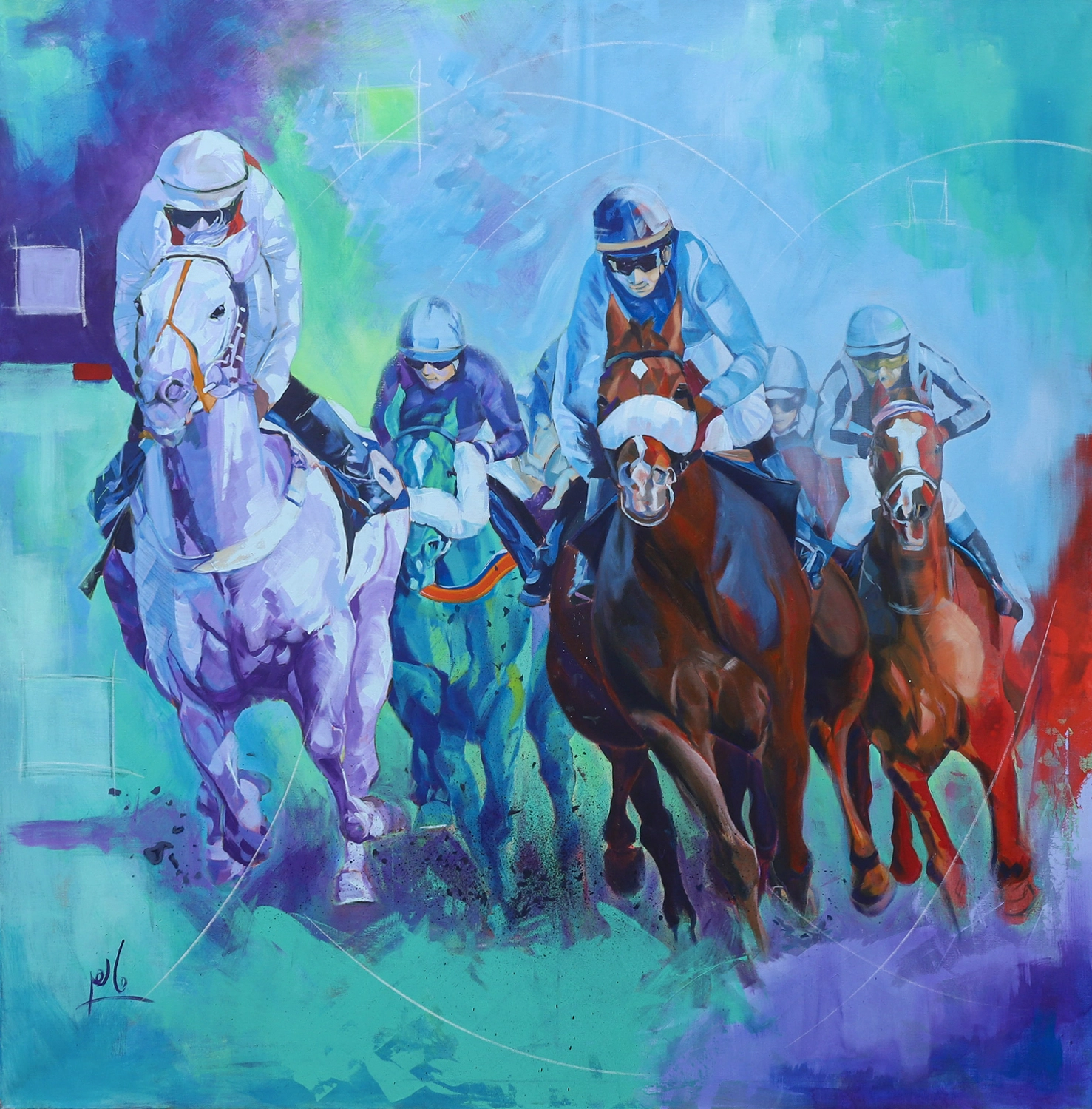 Akrylmålning Horse series_10 av Maher Aziz