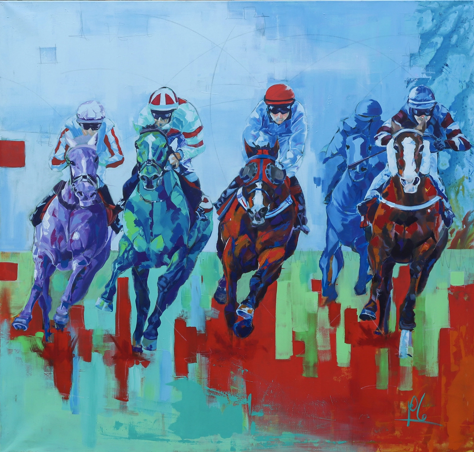 Akrylmålning Horse series_12 av Maher Aziz