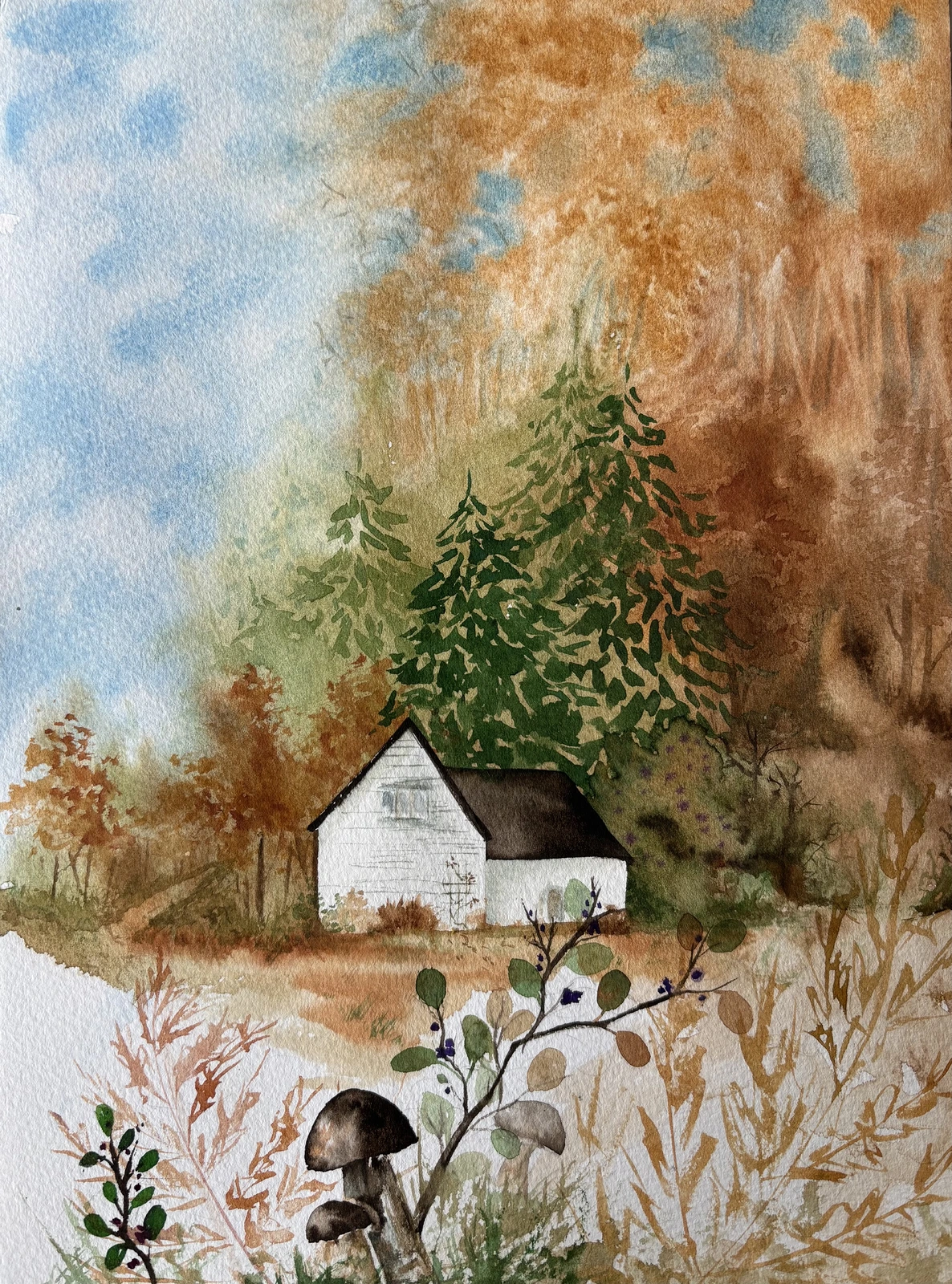 Akvarell Autumn in the air av Carmen Gogan Akvarellkonstnär