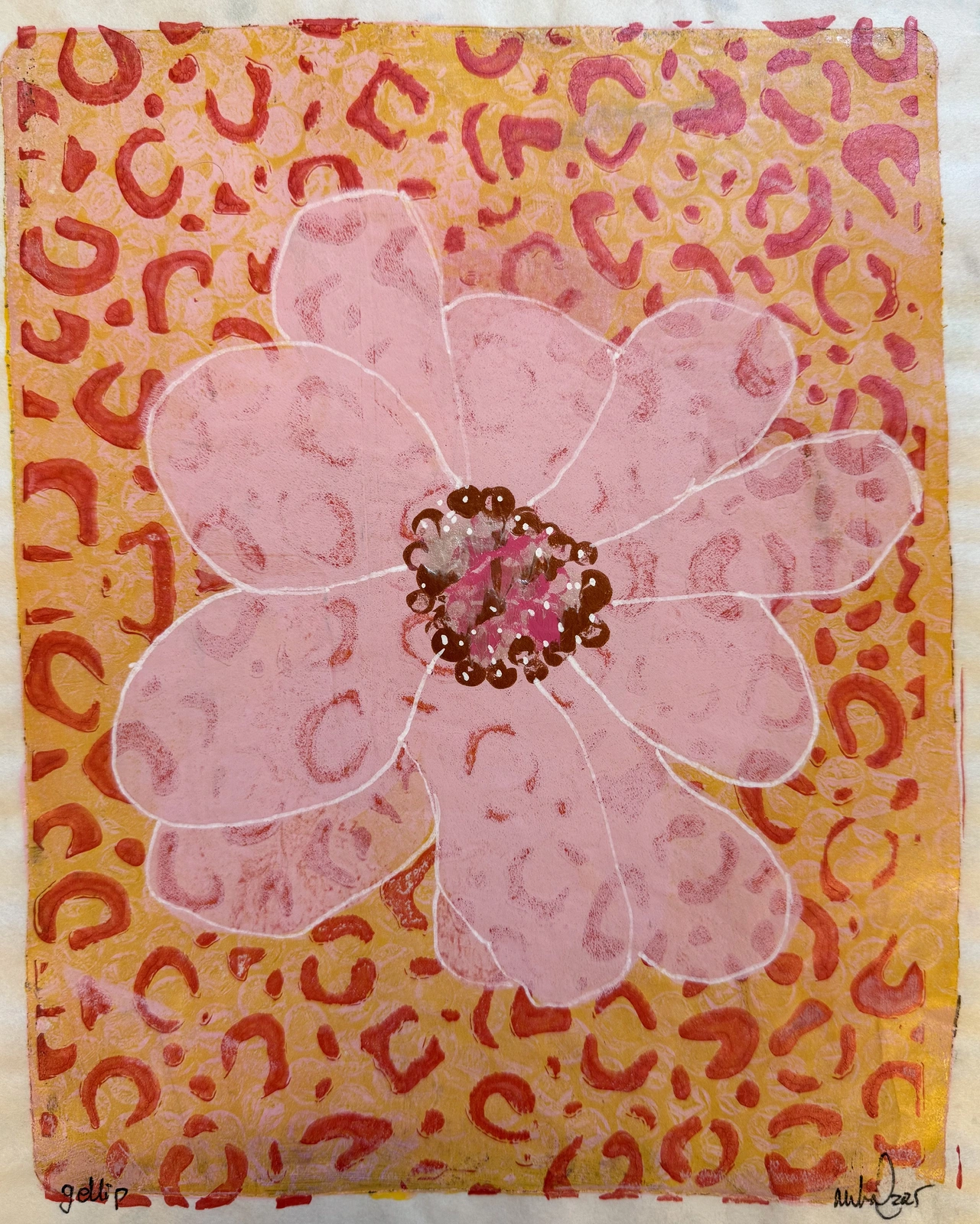 Akrylmålning Pink Flower av Mikael Da Silva Eriksson
