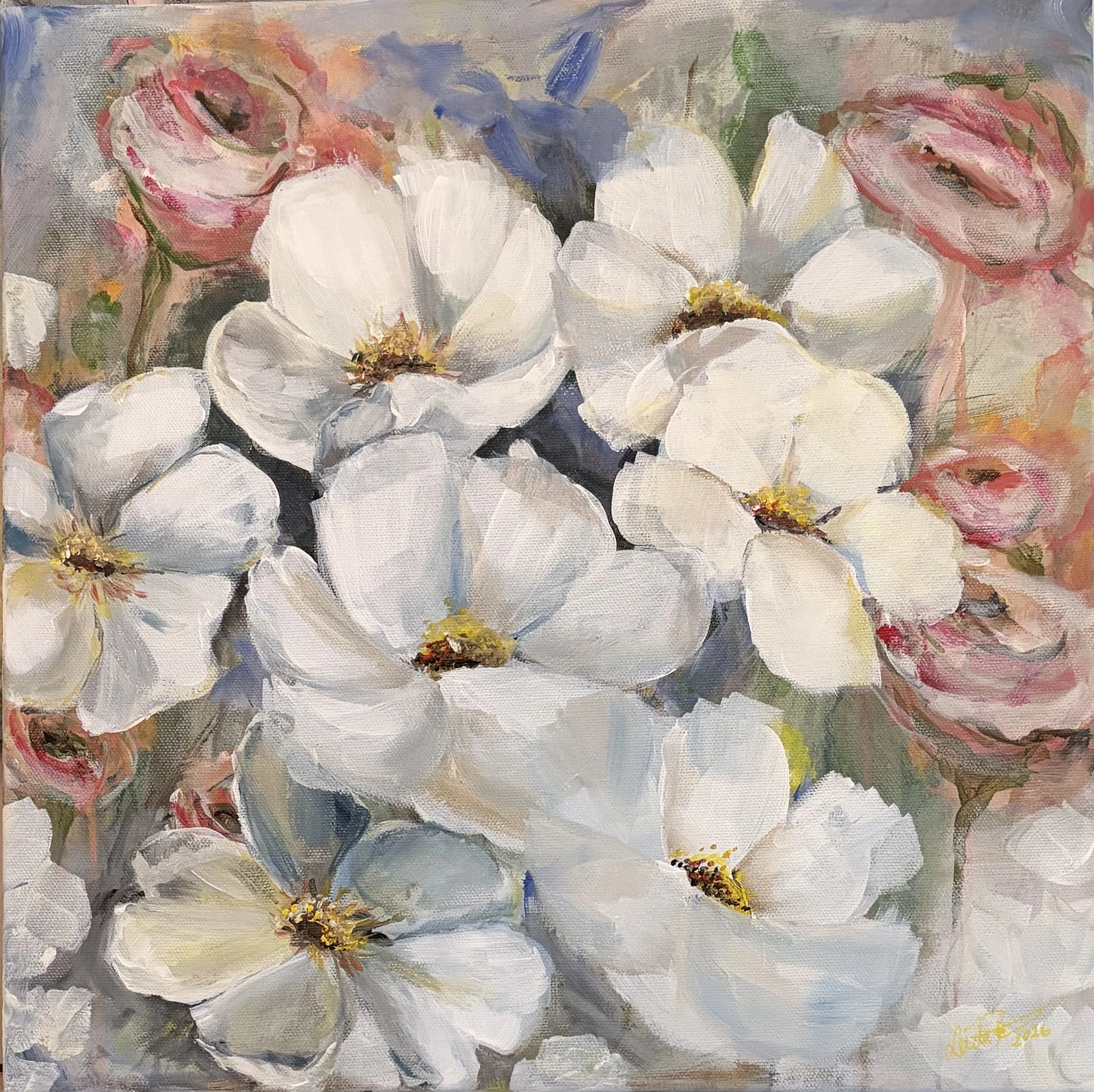 Akrylmålning Blomster av Linda Persson