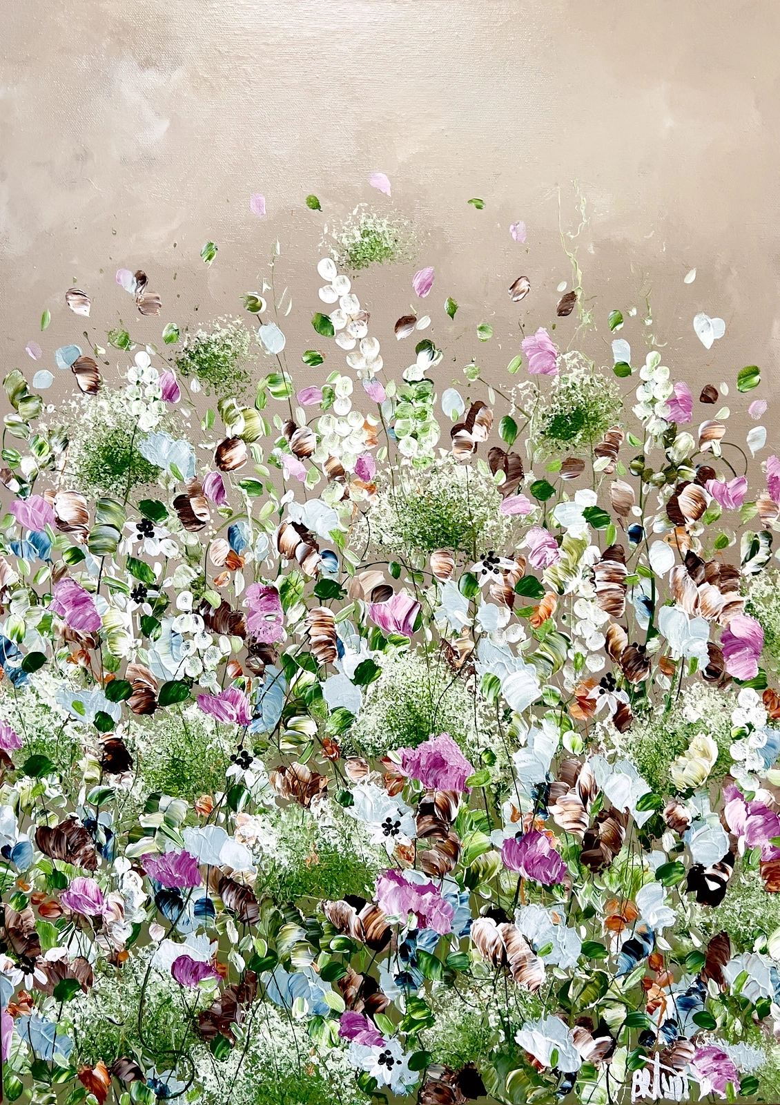 Akrylmålning Bleu des Fleurs av Anna Artistockholm Brandt