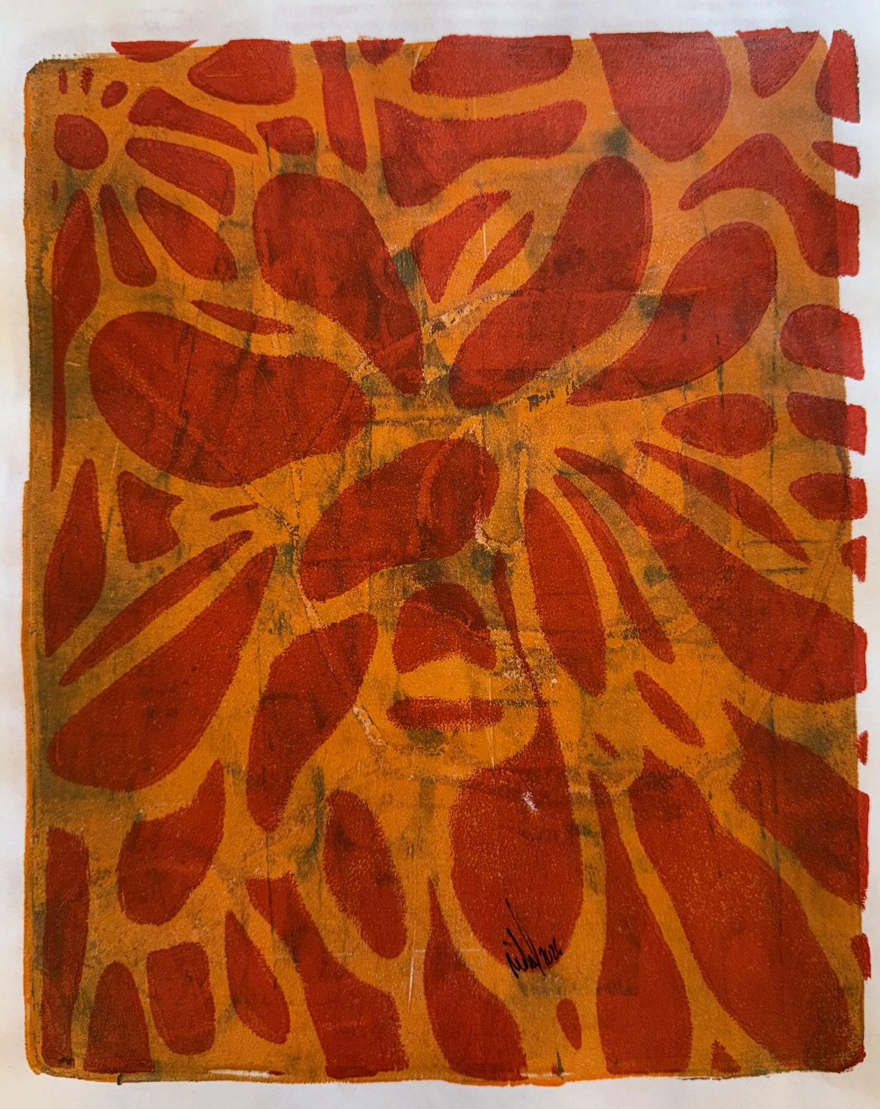 Akvarell Flower in orange av Mikael Da Silva Eriksson