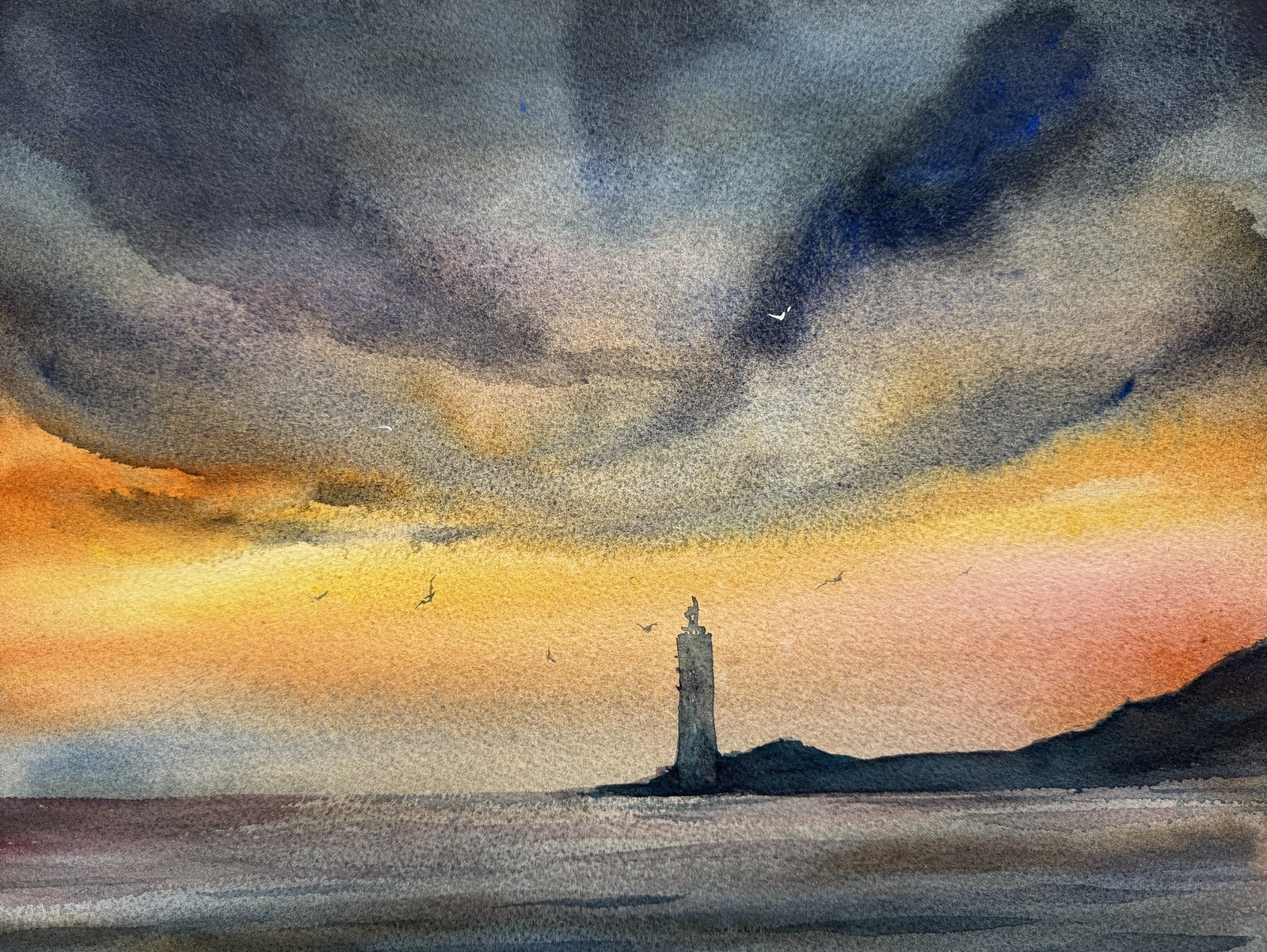 Akvarell Skomvær XXVII  Lofoten Lighthouse av Zakia Khan