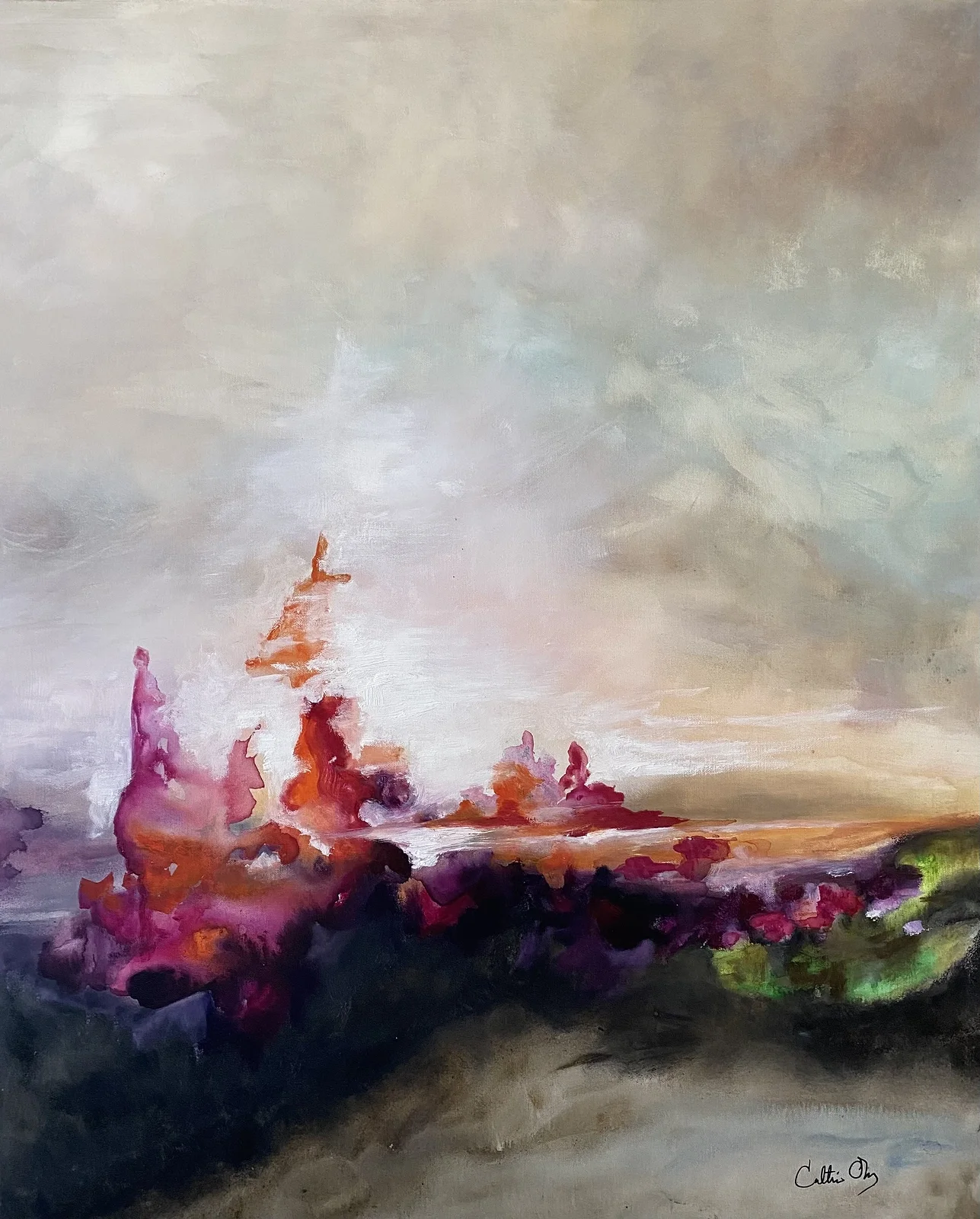 Oljemålning Vanilla Sky av Cathrine Öberg