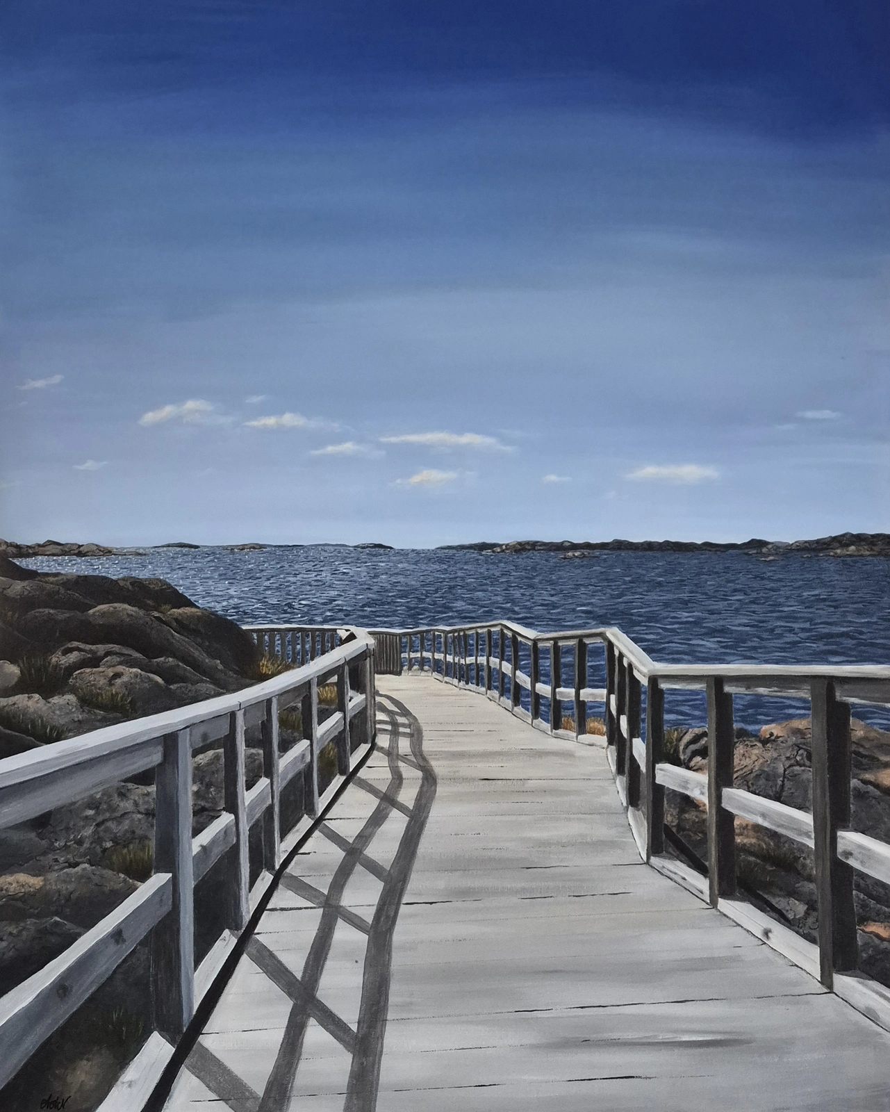 Akrylmålning Strandpromenaden i Lysekil av Anna-Karin Alm Norén