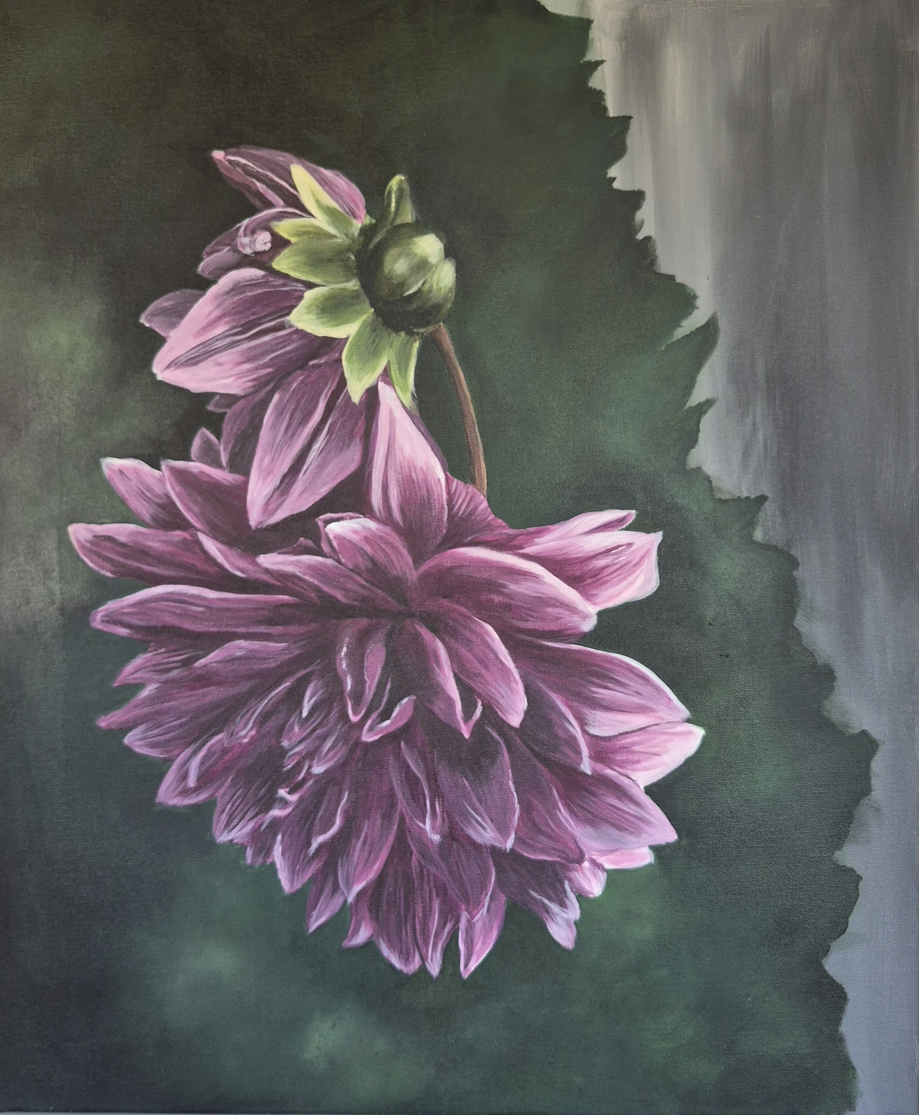 Akrylmålning Dahlia av Anna-Karin Alm Norén