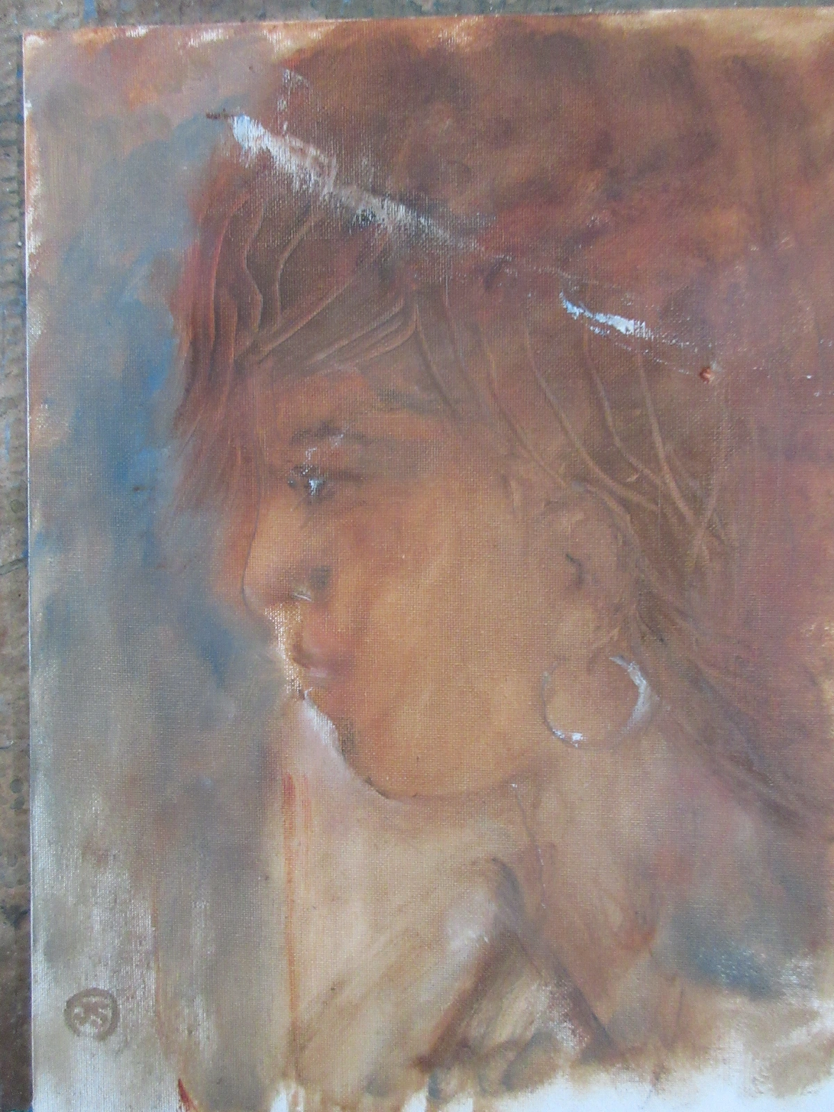 Oljemålning Random portrait-study av Jan Söderman