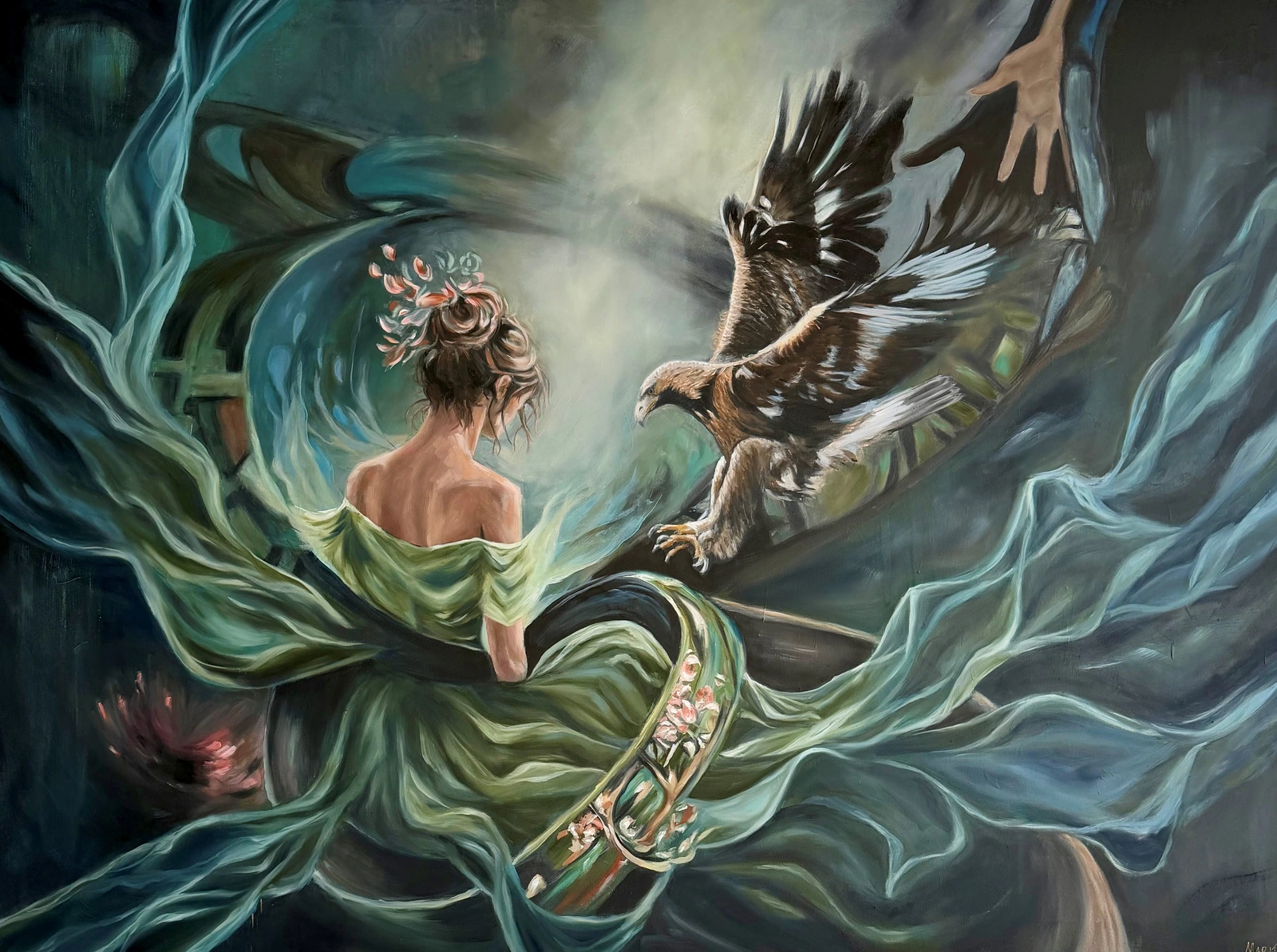 Oljemålning The Encounter av Marit Stjernberg