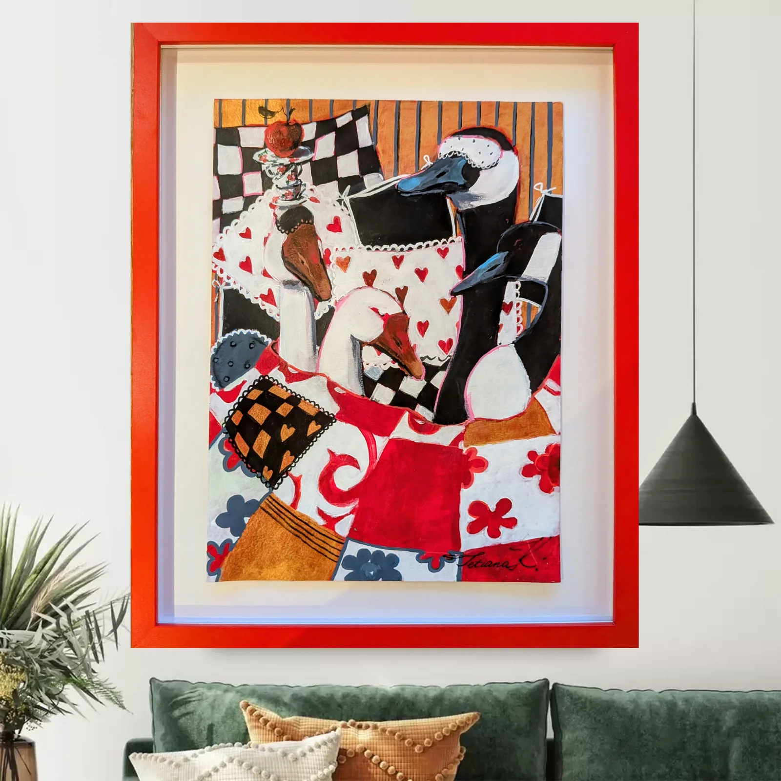 Akrylmålning ("Goose Boudoir av Tetiana K