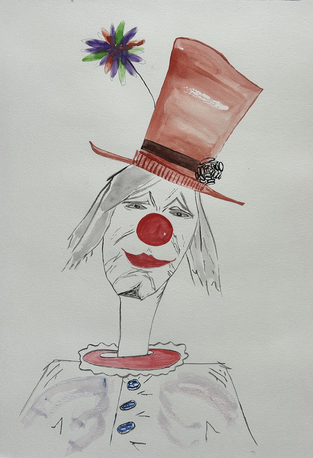 Akvarell Modlös clown av Annelie Simonsen